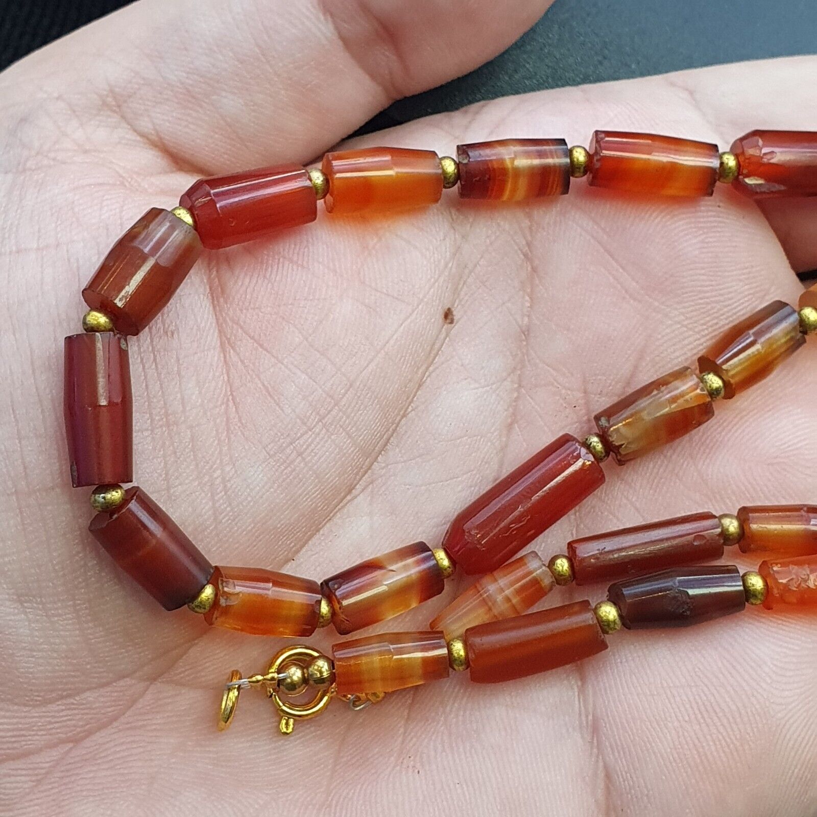 Antique German Africa traded Agate Beads Banded Agate Beads Necklace GRM-2