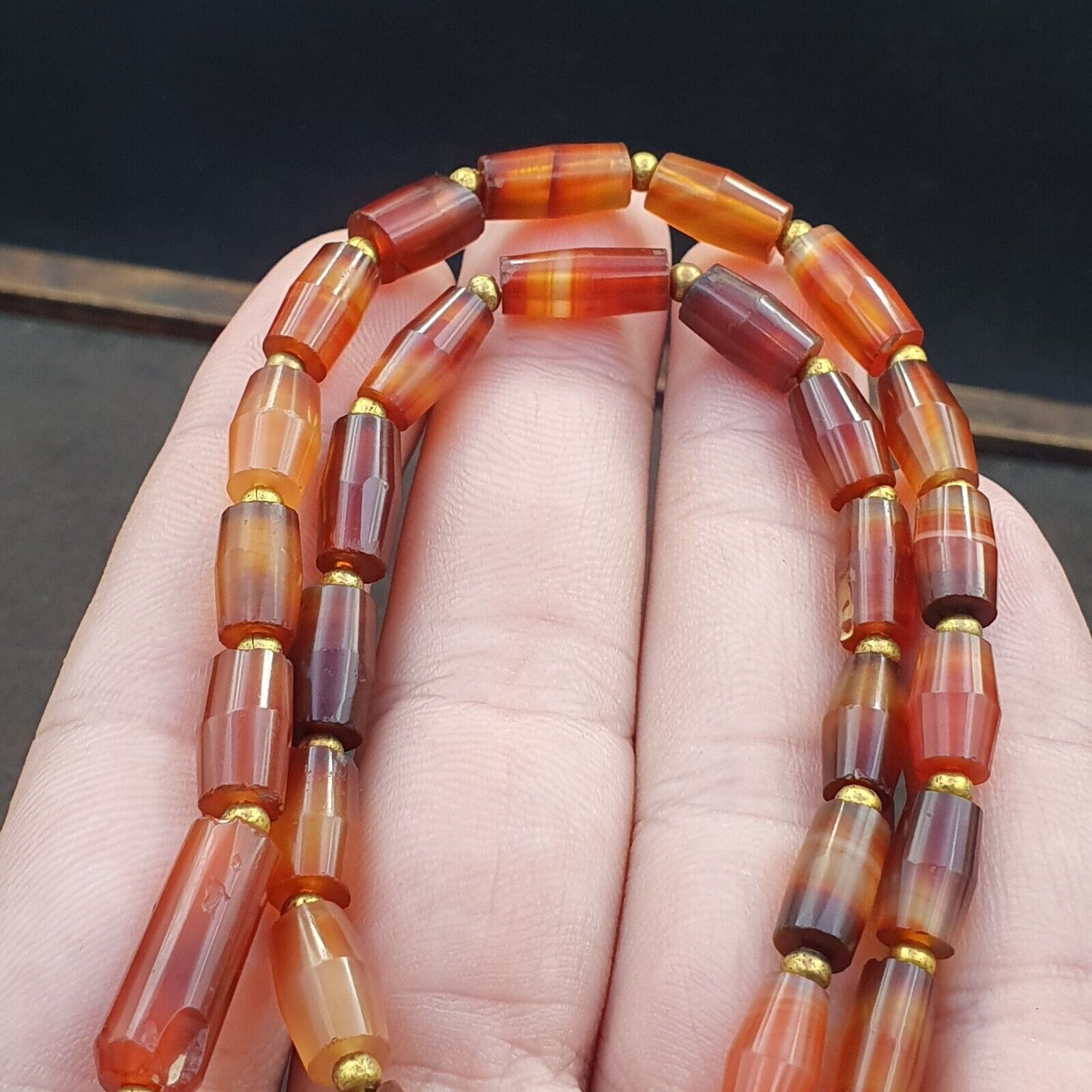 Antique German Africa traded Agate Beads Banded Agate Beads Necklace GRM-2
