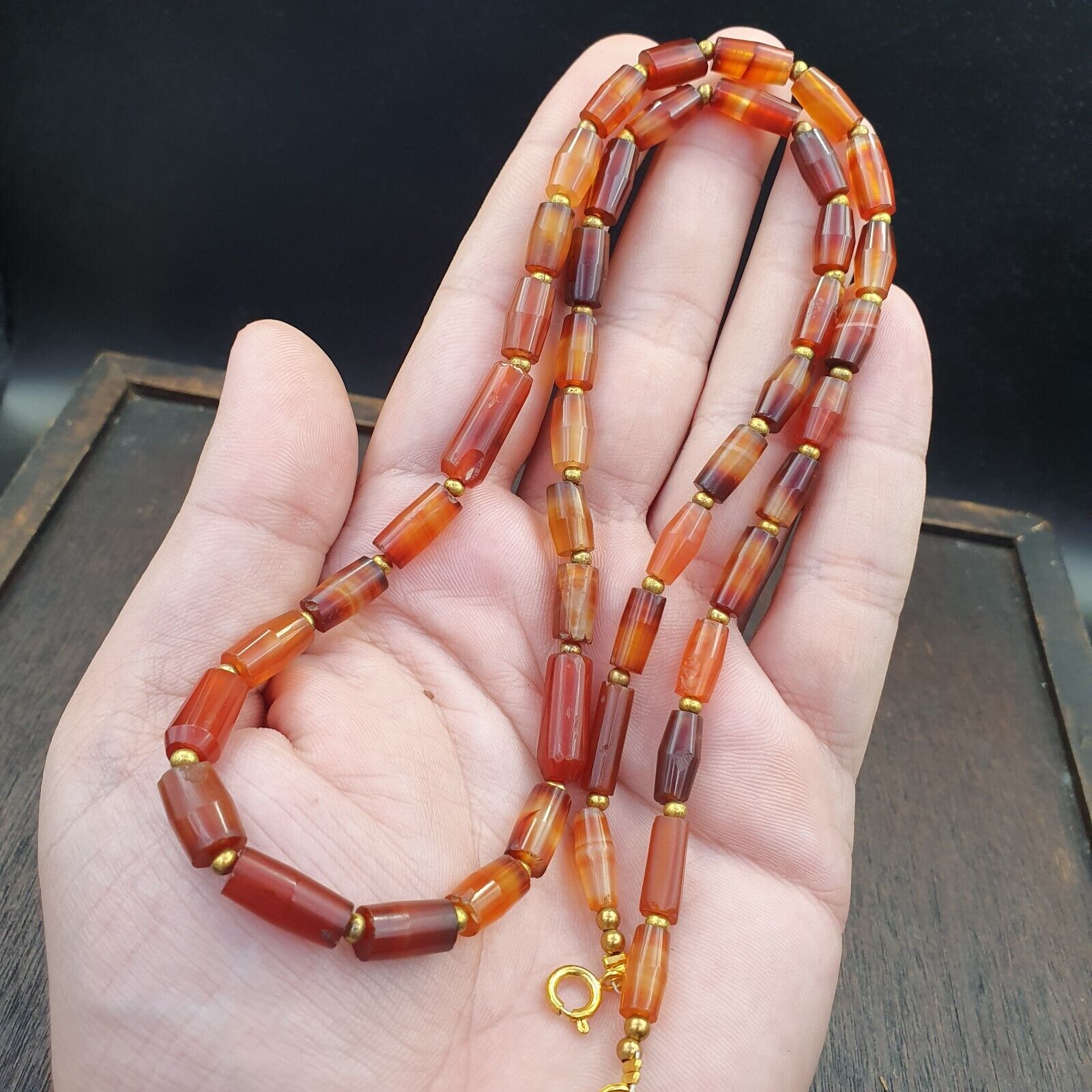 Antique German Africa traded Agate Beads Banded Agate Beads Necklace GRM-2