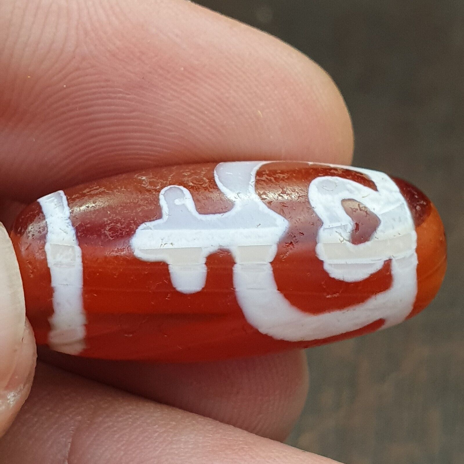 Antique HIMALAYAN Indo Tibetan Central Asian Etched Agate bead AGT-3