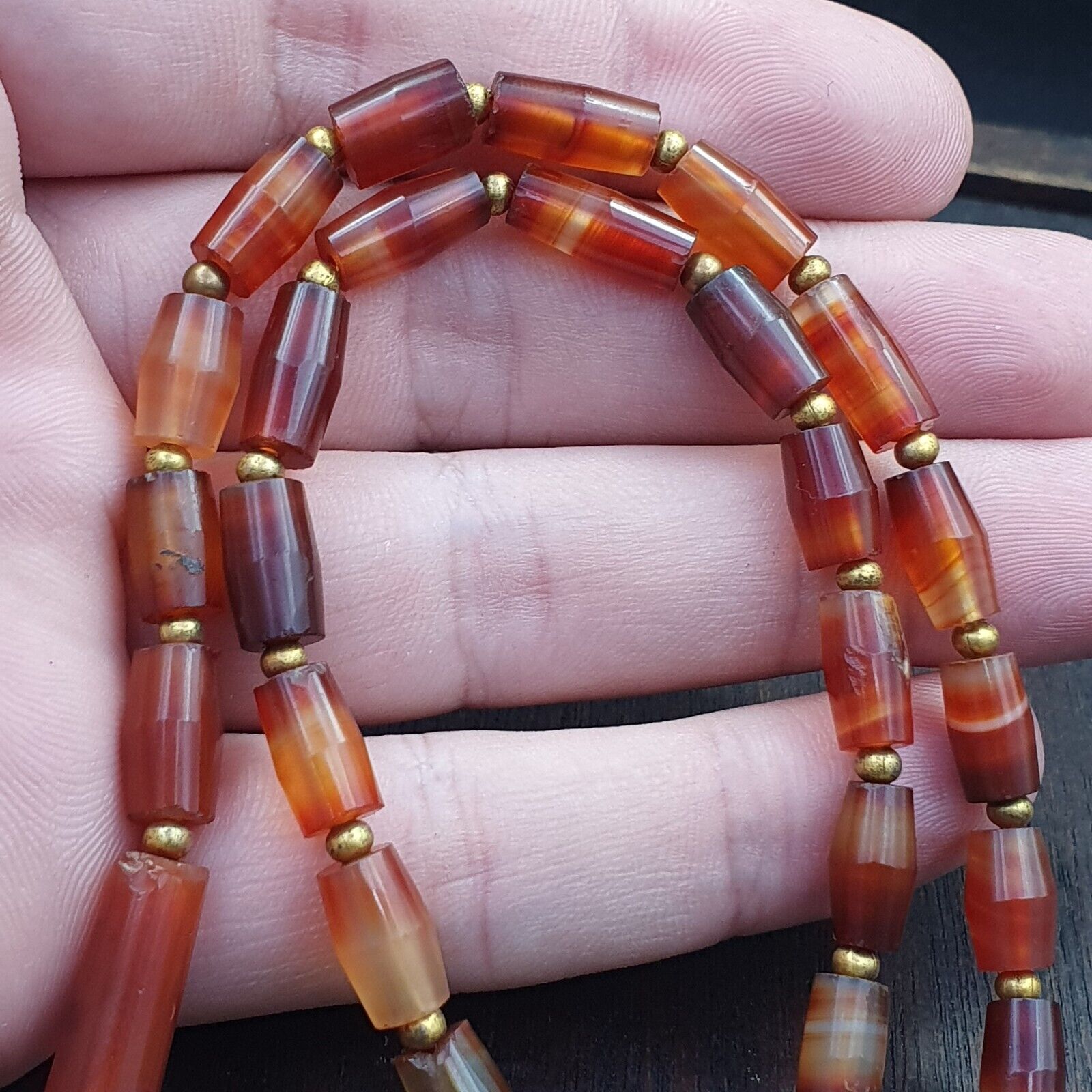 Antique German Africa traded Agate Beads Banded Agate Beads Necklace GRM-2