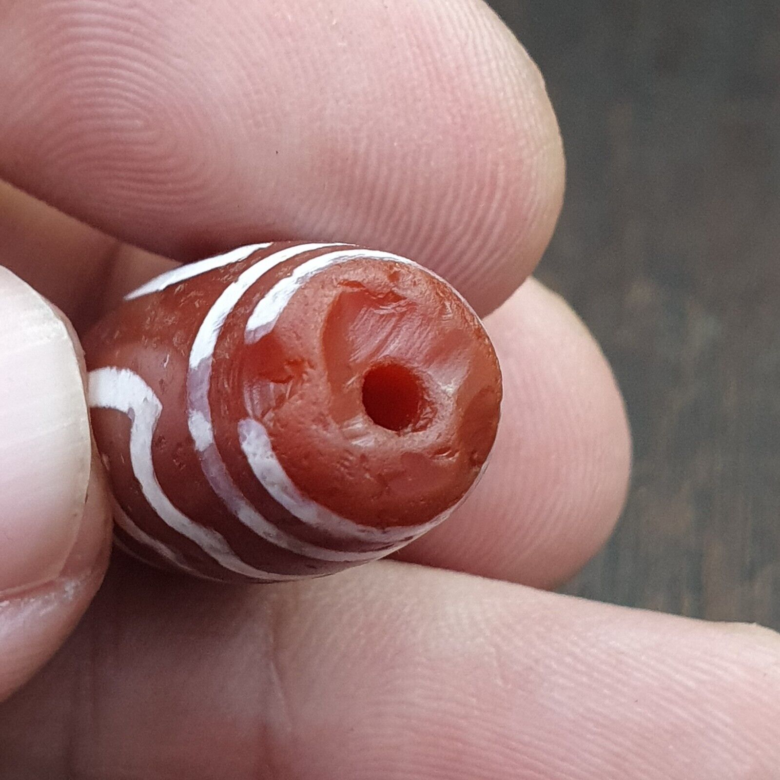 Antique HIMALAYAN Indo Tibetan Central Asian Etched Agate bead AGT-2