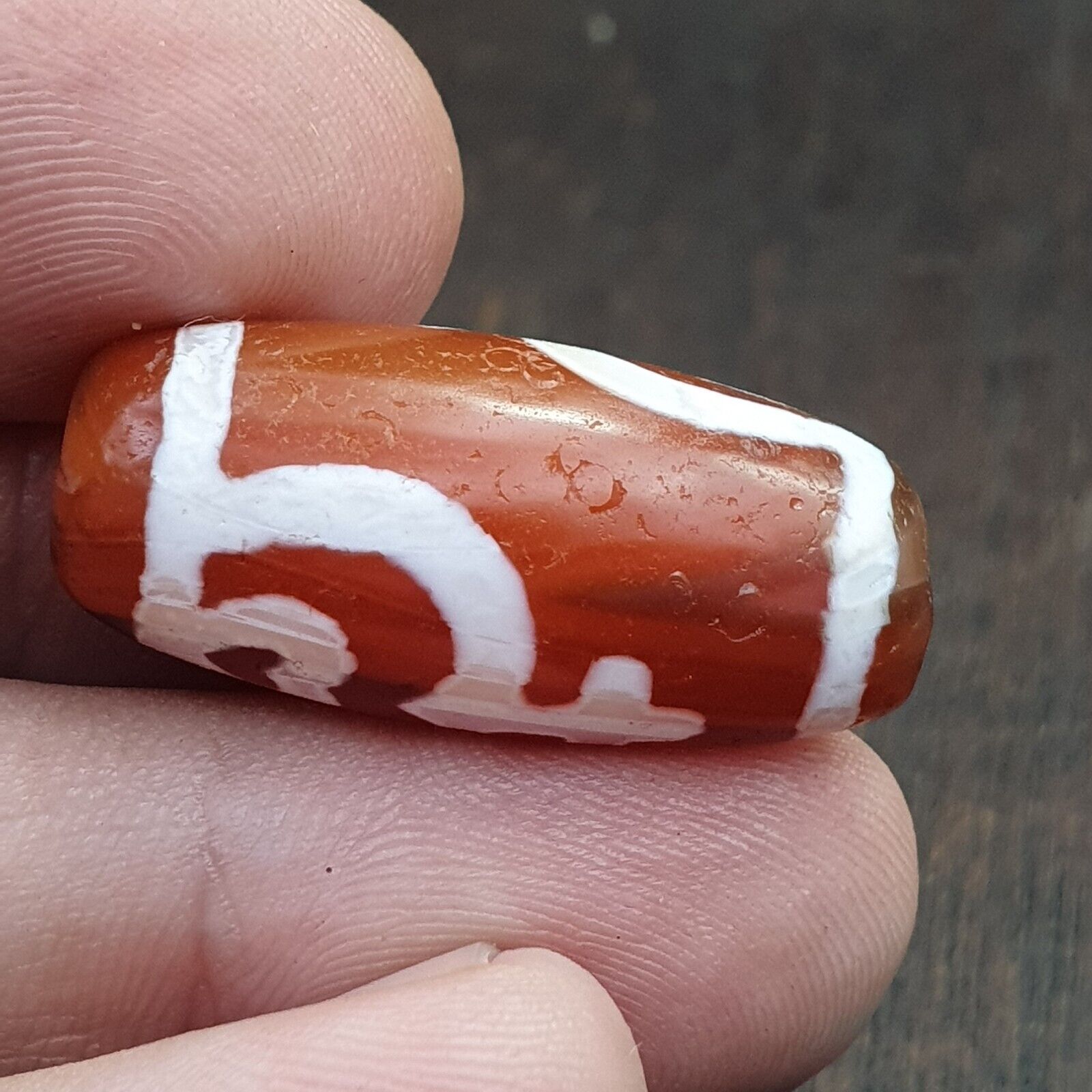 Antique HIMALAYAN Indo Tibetan Central Asian Etched Agate bead AGT-3