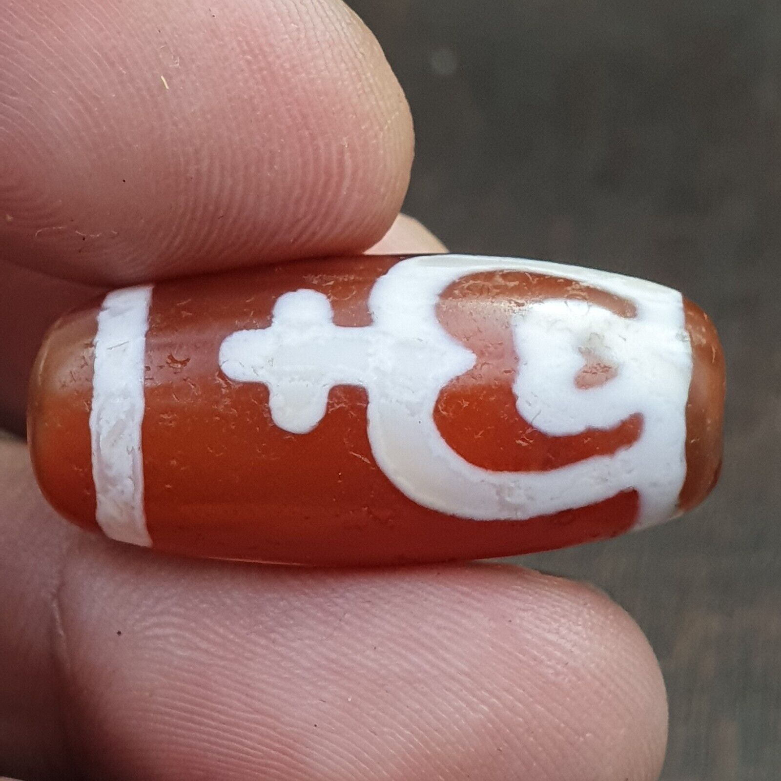 Antique HIMALAYAN Indo Tibetan Central Asian Etched Agate bead AGT-3