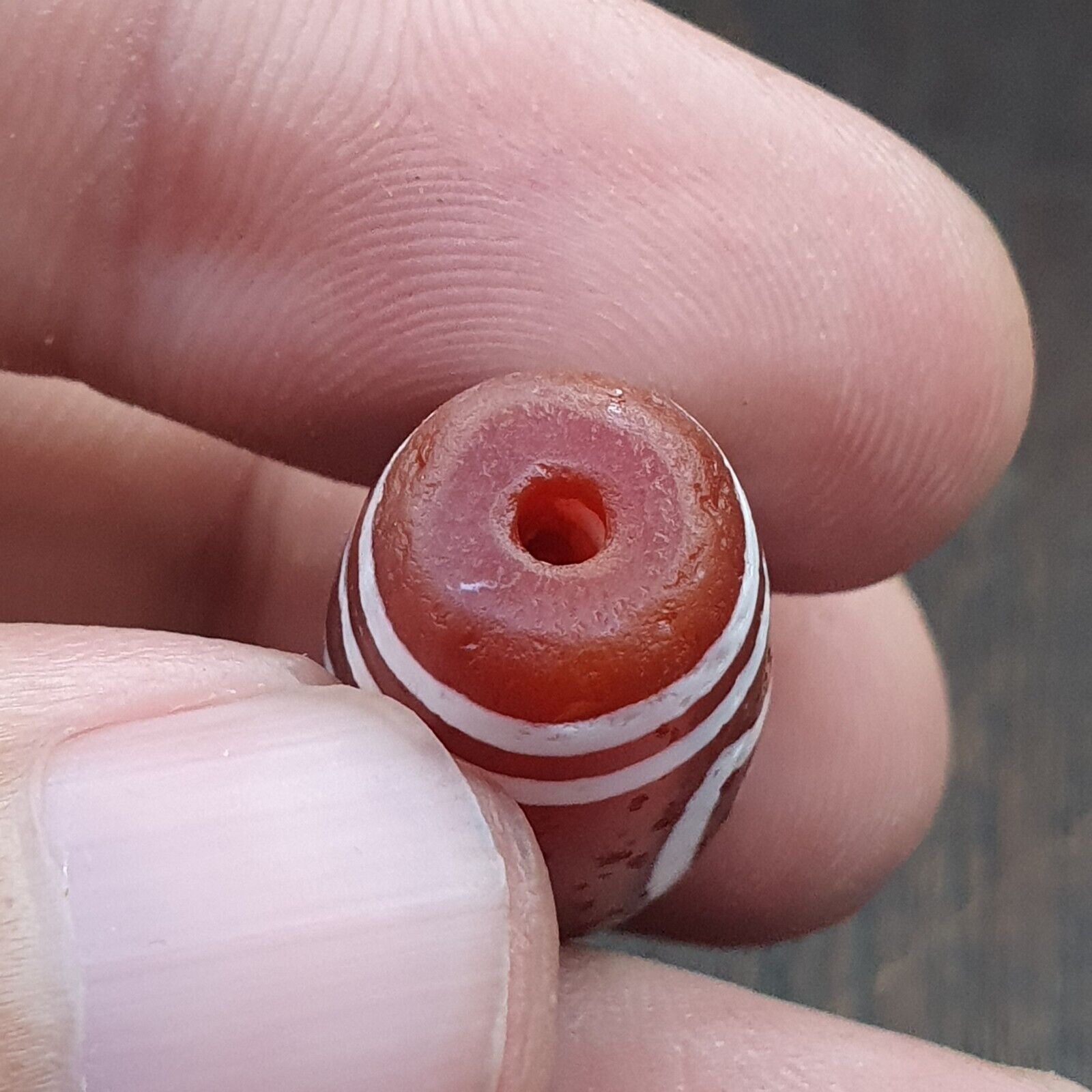 Antique HIMALAYAN Indo Tibetan Central Asian Etched Agate bead AGT-2