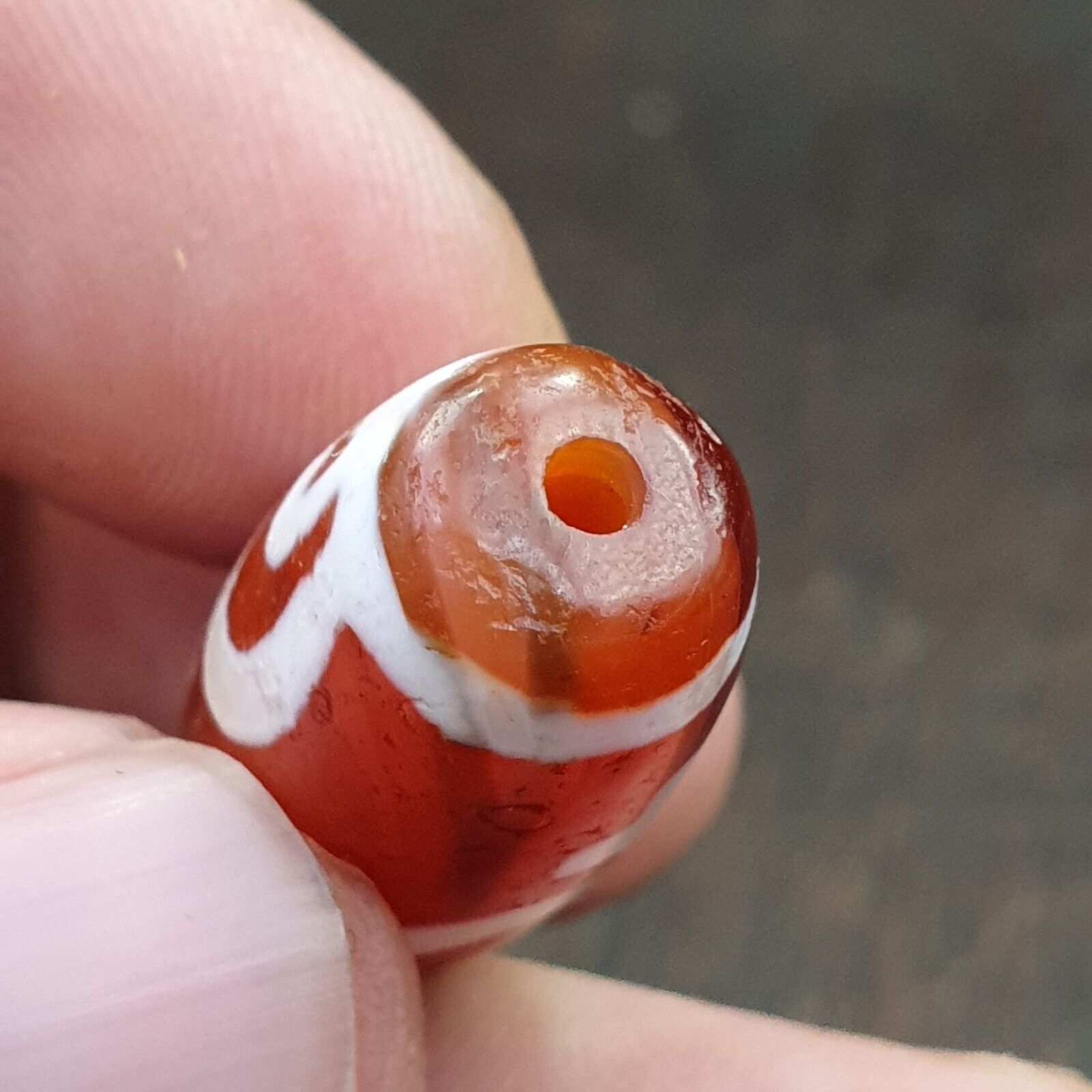 Antique HIMALAYAN Indo Tibetan Central Asian Etched Agate bead AGT-3