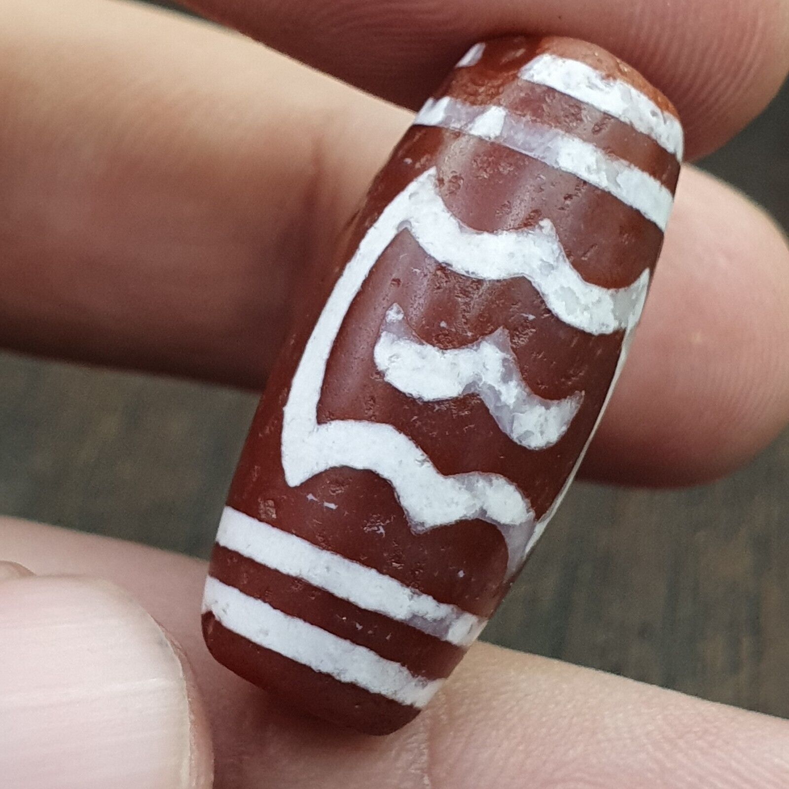Antique HIMALAYAN Indo Tibetan Central Asian Etched Agate bead AGT-2
