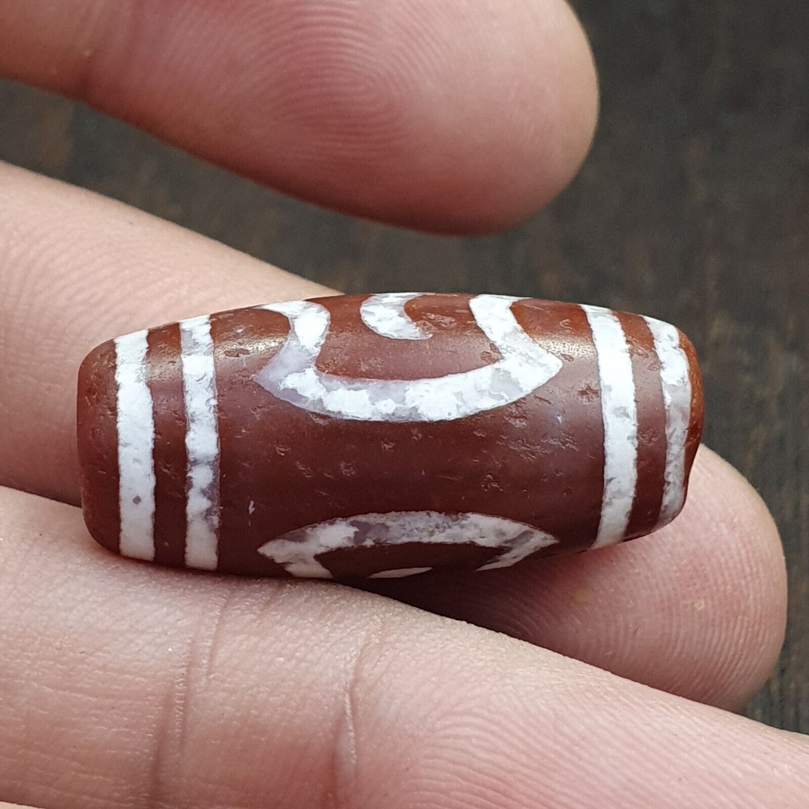Antique HIMALAYAN Indo Tibetan Central Asian Etched Agate bead AGT-2