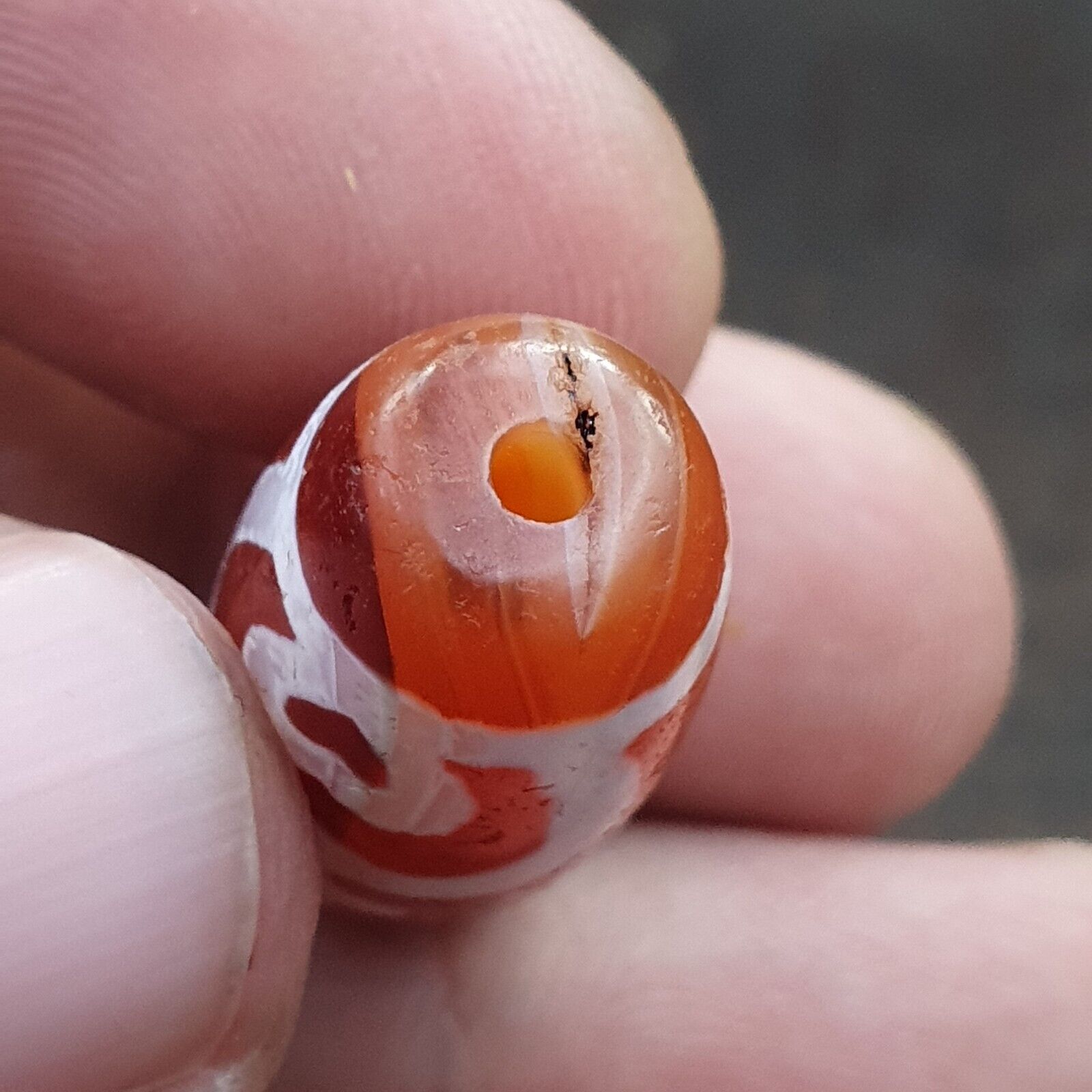 Antique HIMALAYAN Indo Tibetan Central Asian Etched Agate bead AGT-3