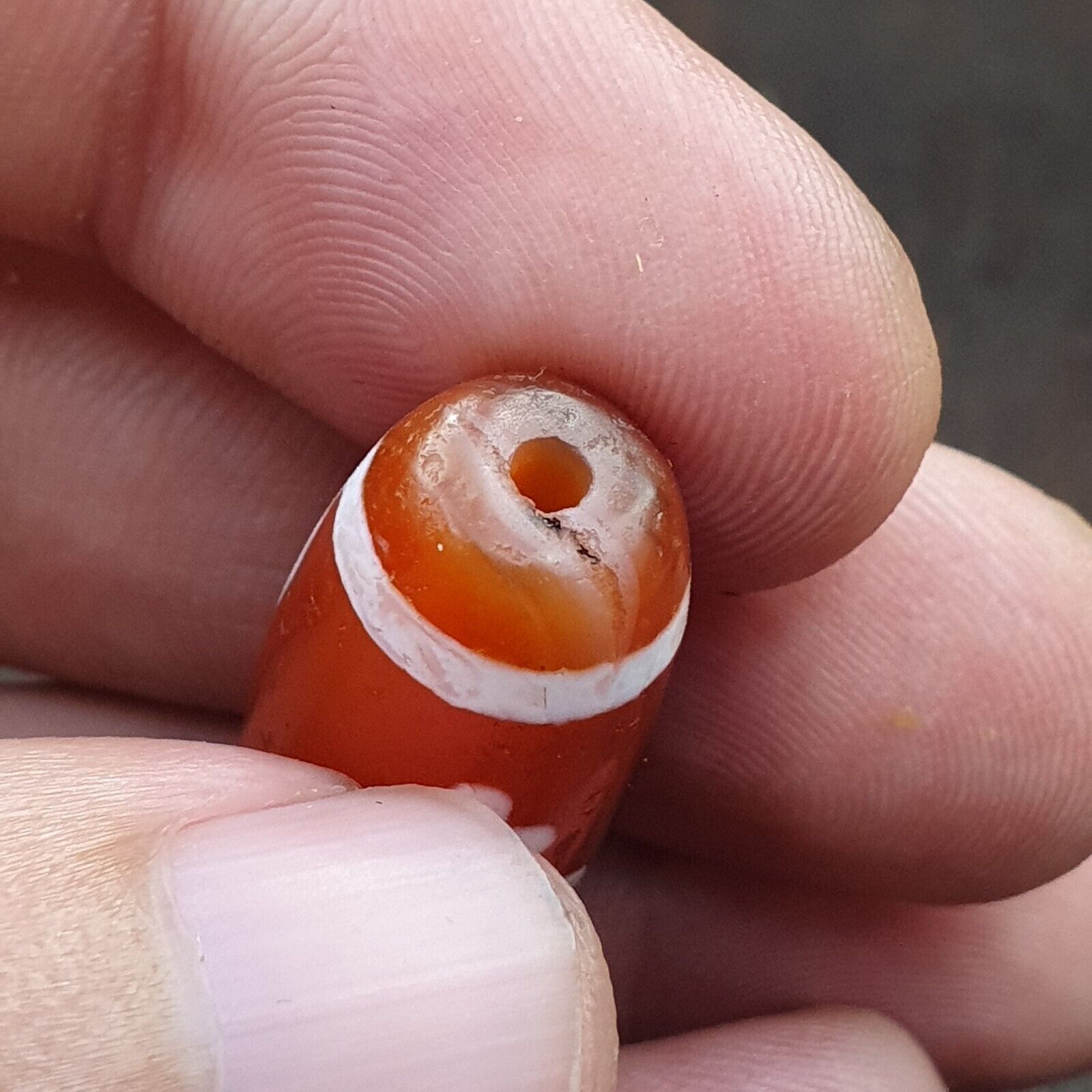 Antique HIMALAYAN Indo Tibetan Central Asian Etched Agate bead AGT-3