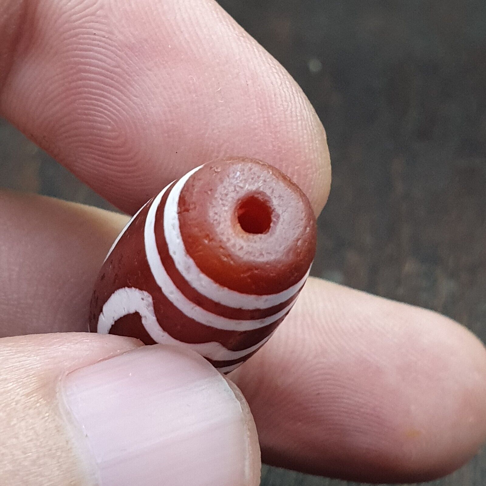 Antique HIMALAYAN Indo Tibetan Central Asian Etched Agate bead AGT-2