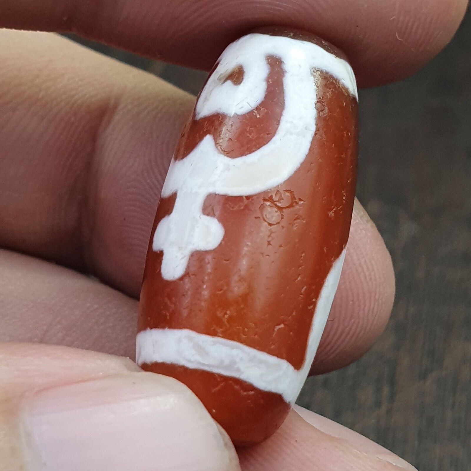 Antique HIMALAYAN Indo Tibetan Central Asian Etched Agate bead AGT-3