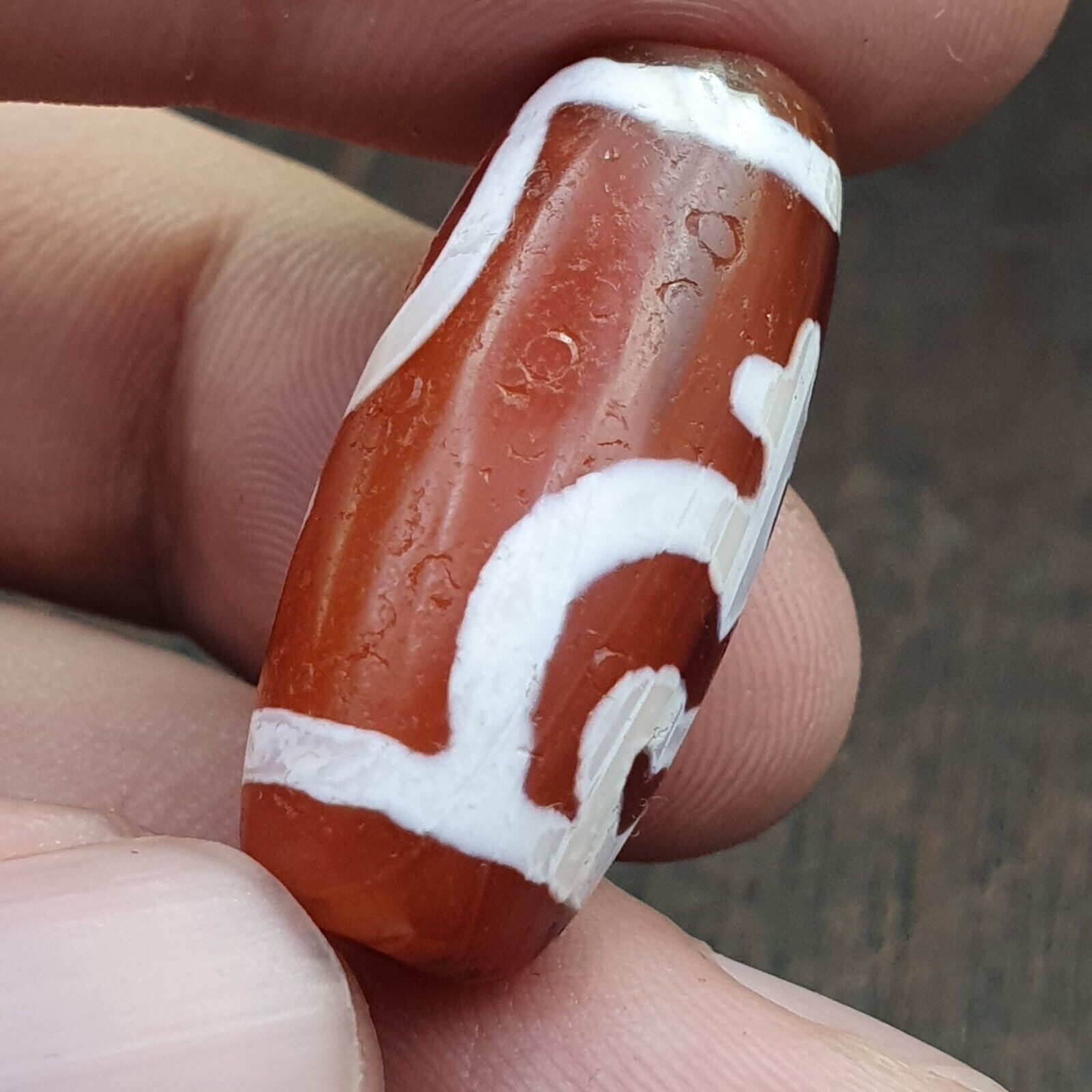 Antique HIMALAYAN Indo Tibetan Central Asian Etched Agate bead AGT-3