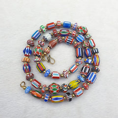 Vintage Chevron Venetian Style Multilayers Glass Beads Necklace NC-813