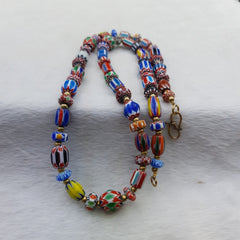 Vintage Chevron Venetian Style Multilayers Glass Beads Necklace NC-813