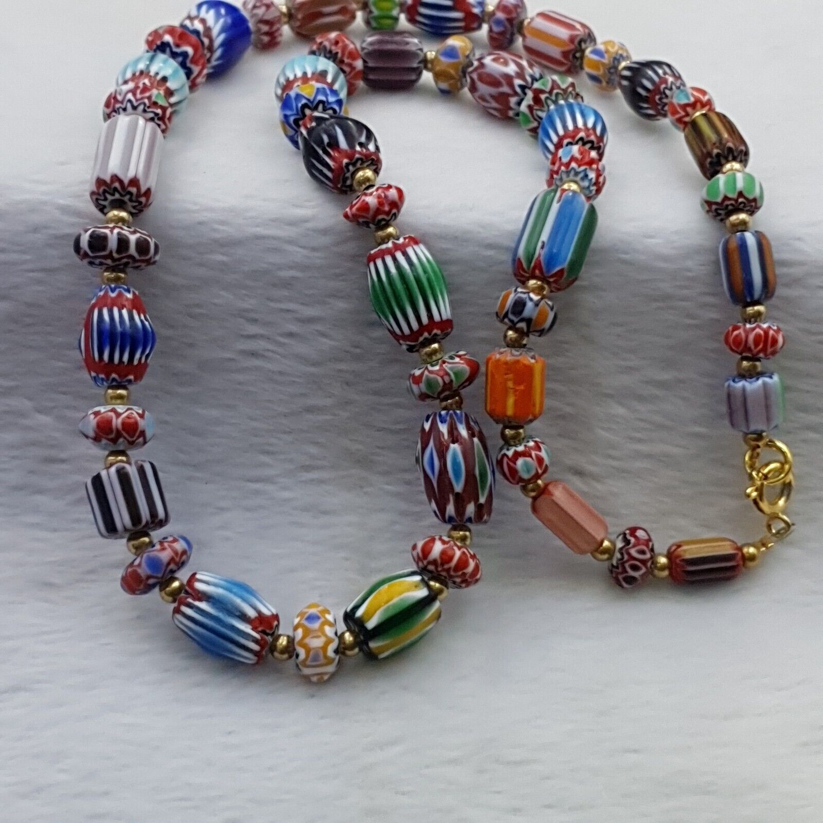 Vintage Chevron Venetian Style Multilayers Glass Beads Necklace NC-811