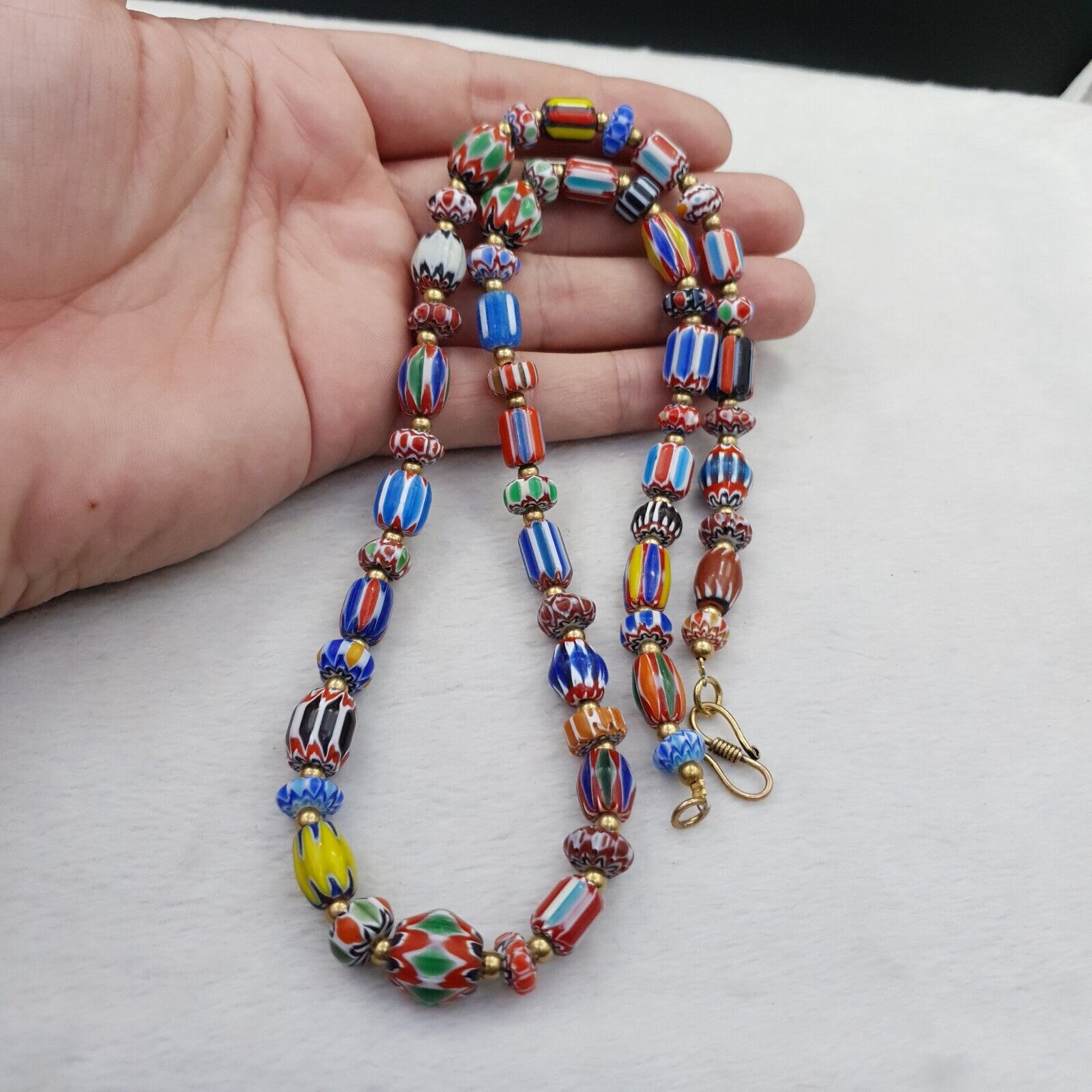 Vintage Chevron Venetian Style Multilayers Glass Beads Necklace NC-813