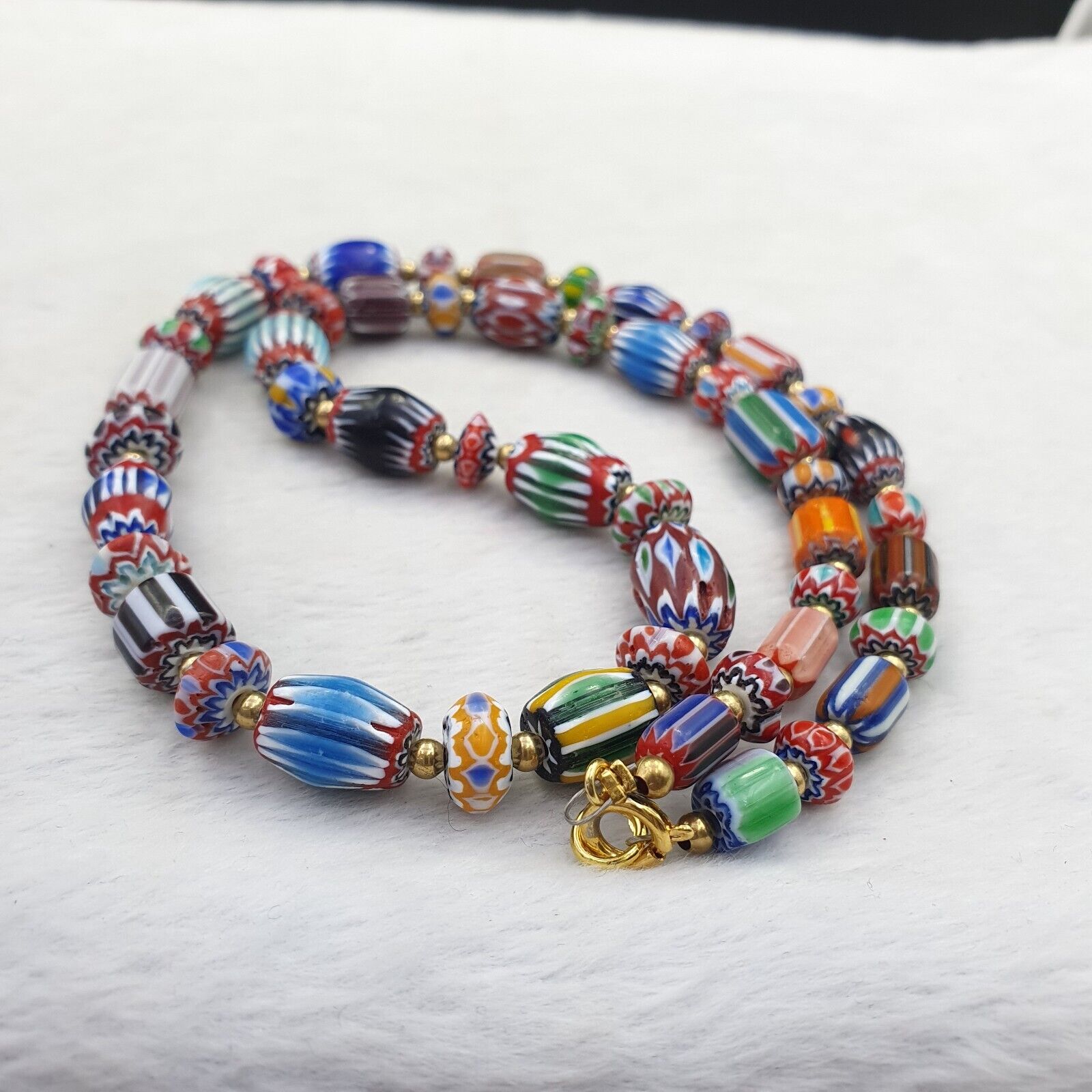 Vintage Chevron Venetian Style Multilayers Glass Beads Necklace NC-811