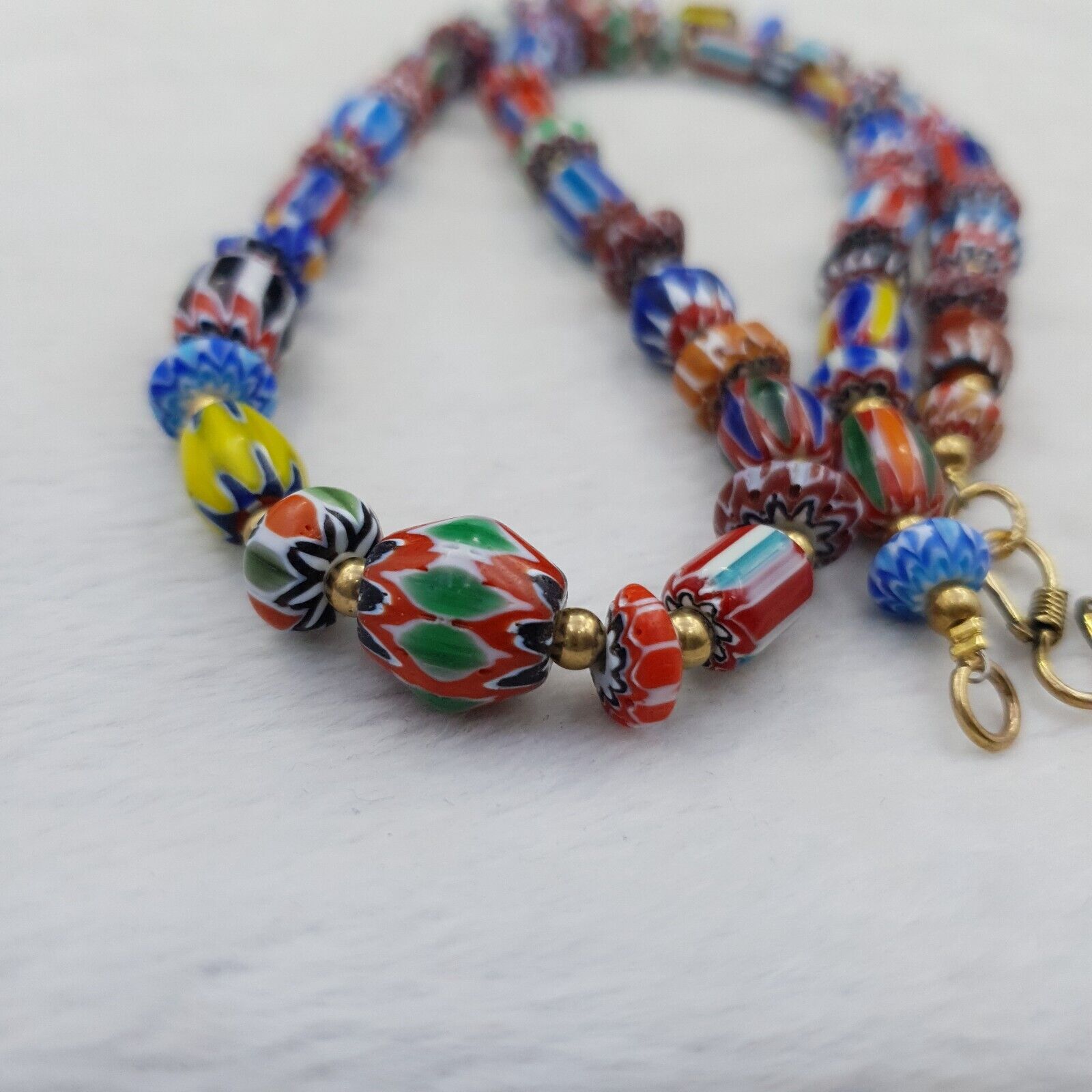 Vintage Chevron Venetian Style Multilayers Glass Beads Necklace NC-813