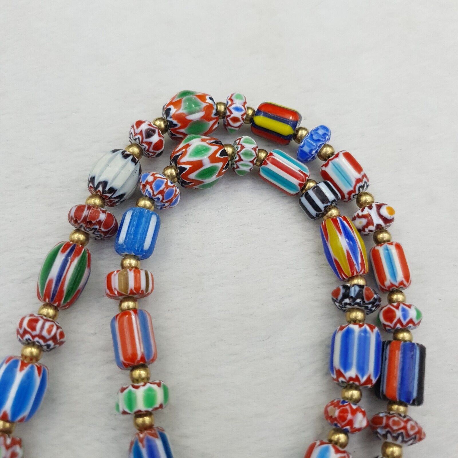 Vintage Chevron Venetian Style Multilayers Glass Beads Necklace NC-813