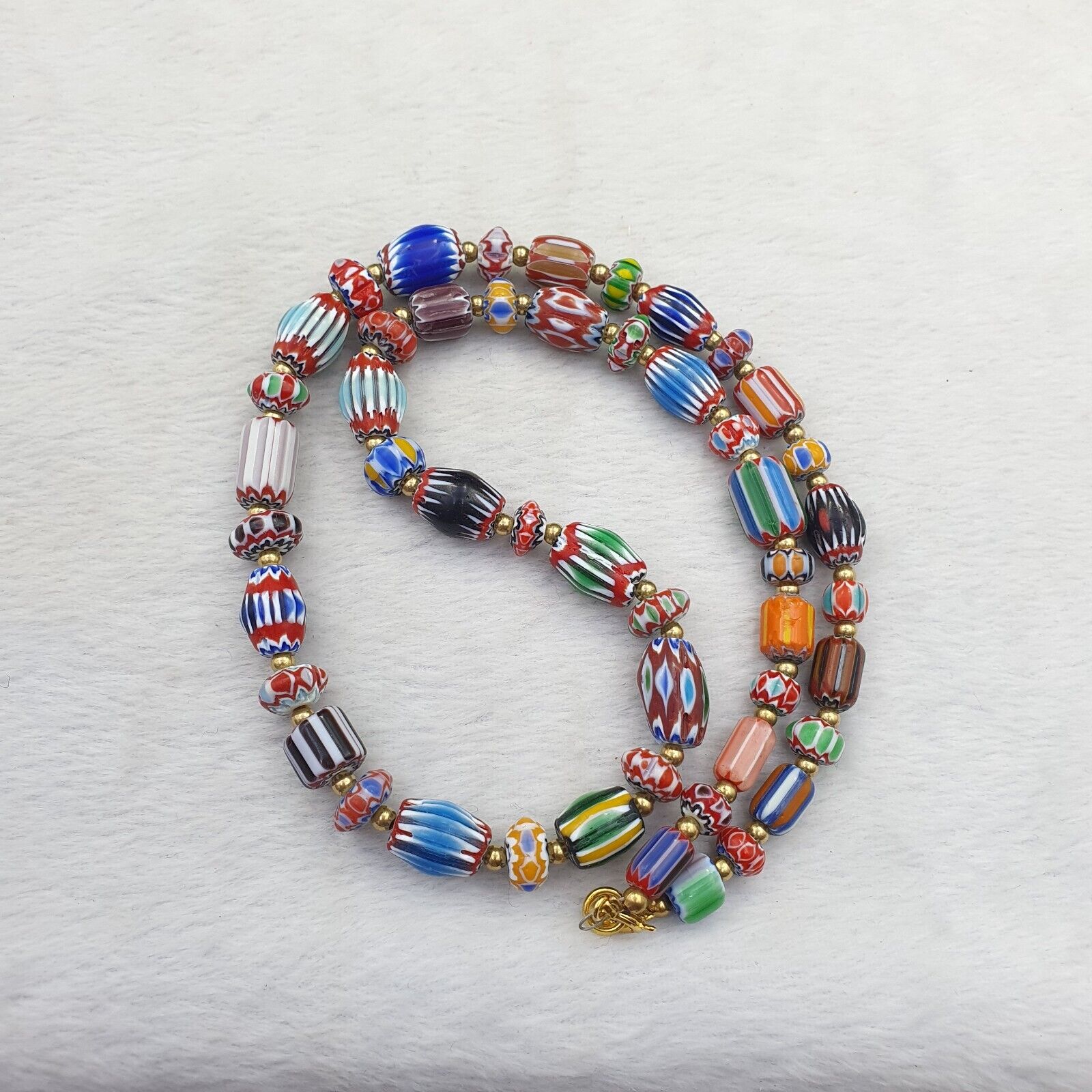 Vintage Chevron Venetian Style Multilayers Glass Beads Necklace NC-811