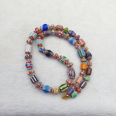 Vintage Chevron Venetian Style Multilayers Glass Beads Necklace NC-811
