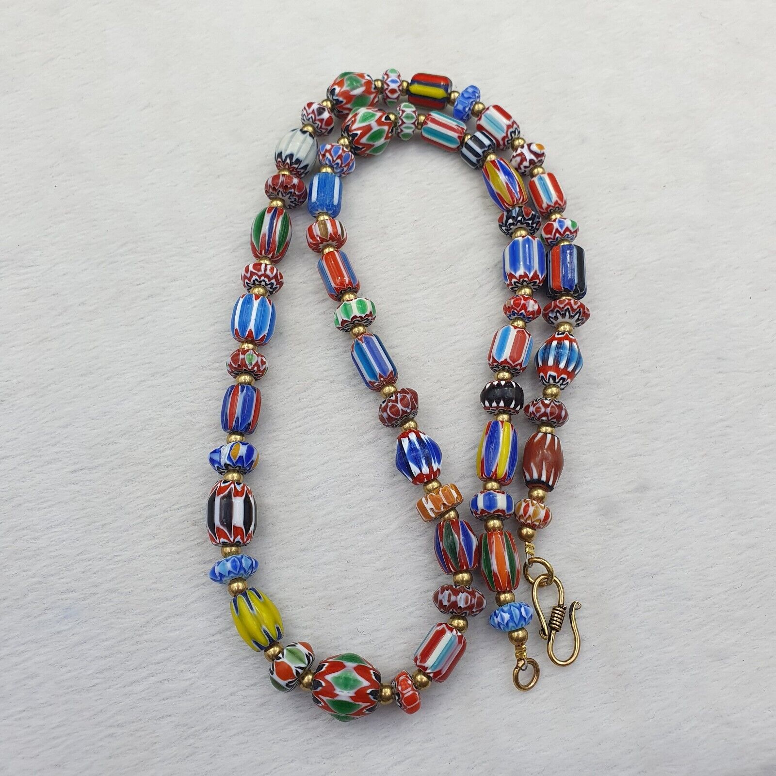 Vintage Chevron Venetian Style Multilayers Glass Beads Necklace NC-813