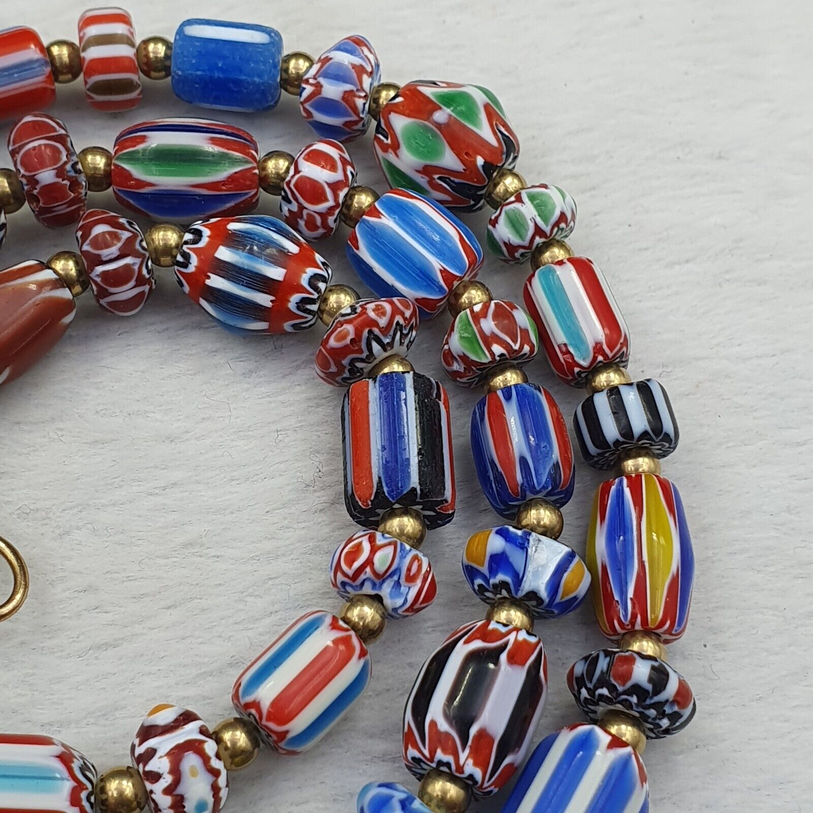 Vintage Chevron Venetian Style Multilayers Glass Beads Necklace NC-813