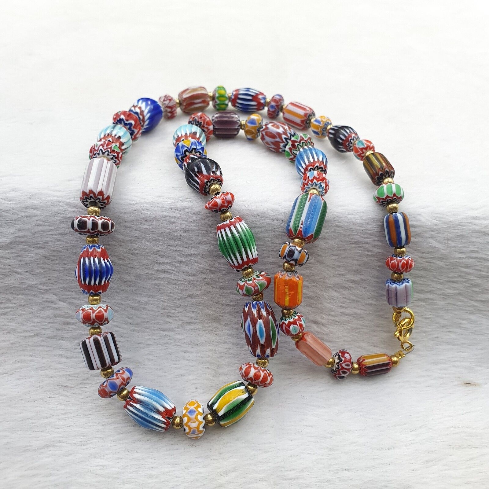 Vintage Chevron Venetian Style Multilayers Glass Beads Necklace NC-811