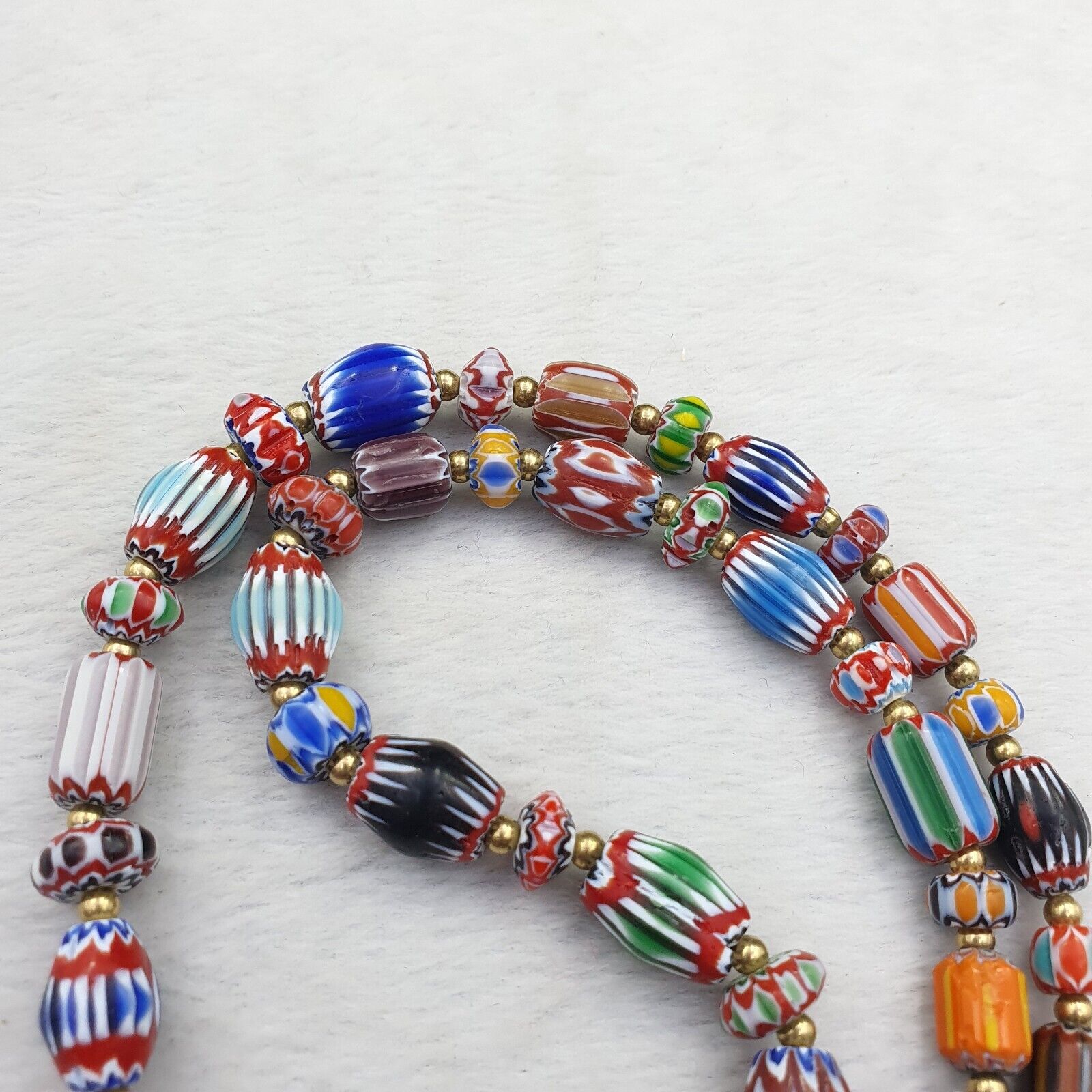 Vintage Chevron Venetian Style Multilayers Glass Beads Necklace NC-811