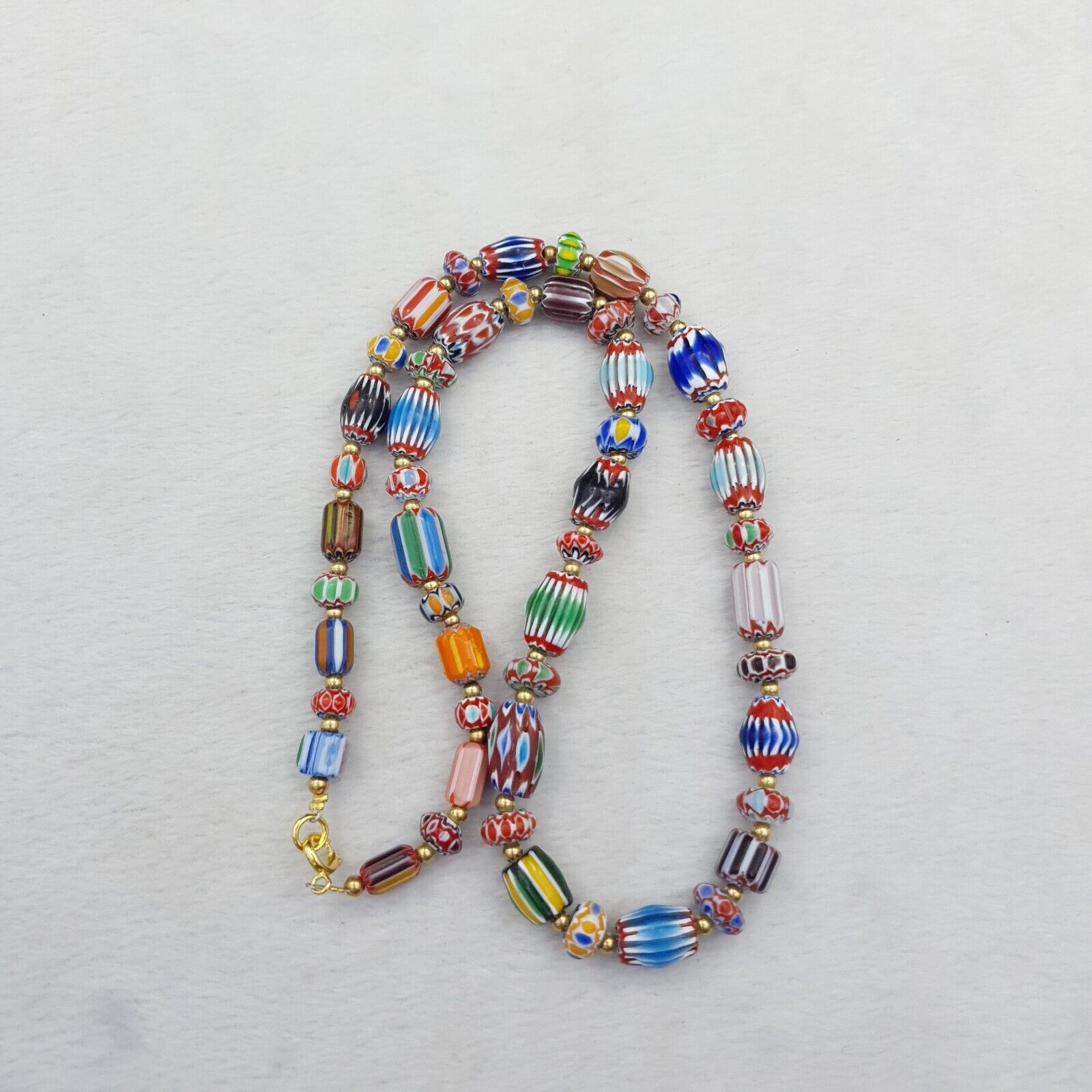 Vintage Chevron Venetian Style Multilayers Glass Beads Necklace NC-811