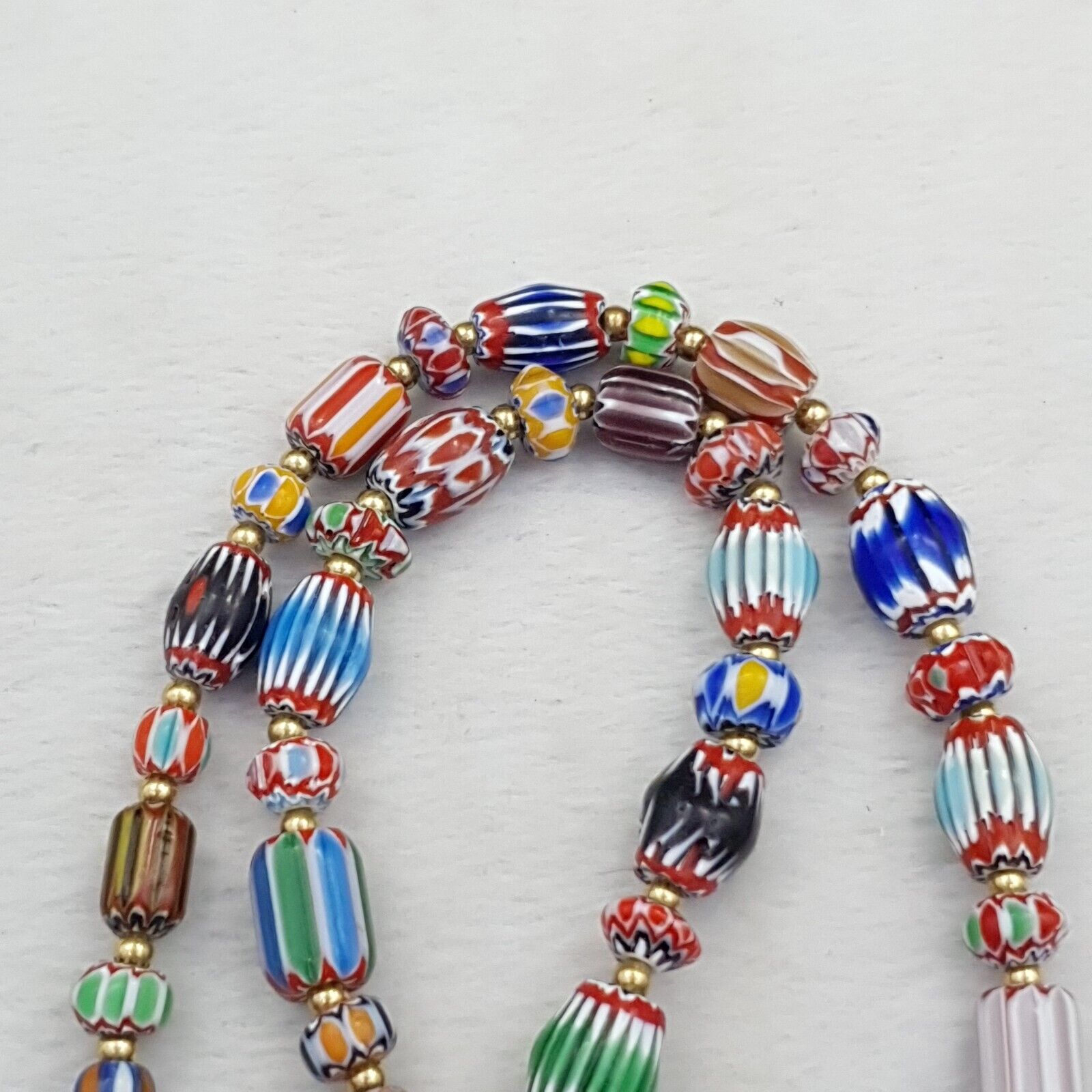 Vintage Chevron Venetian Style Multilayers Glass Beads Necklace NC-811