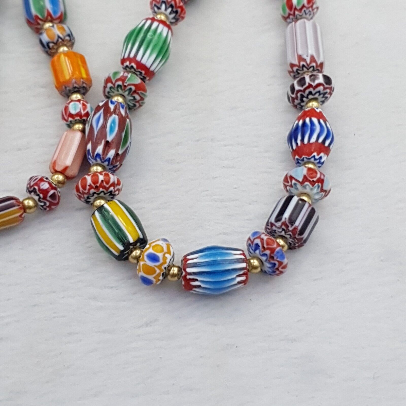 Vintage Chevron Venetian Style Multilayers Glass Beads Necklace NC-811