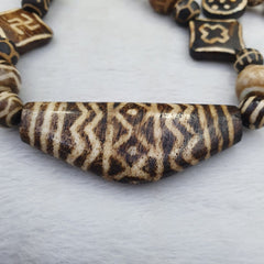 South Asian Burmese Old Pumtek Pyu beads Long necklace rare patterns