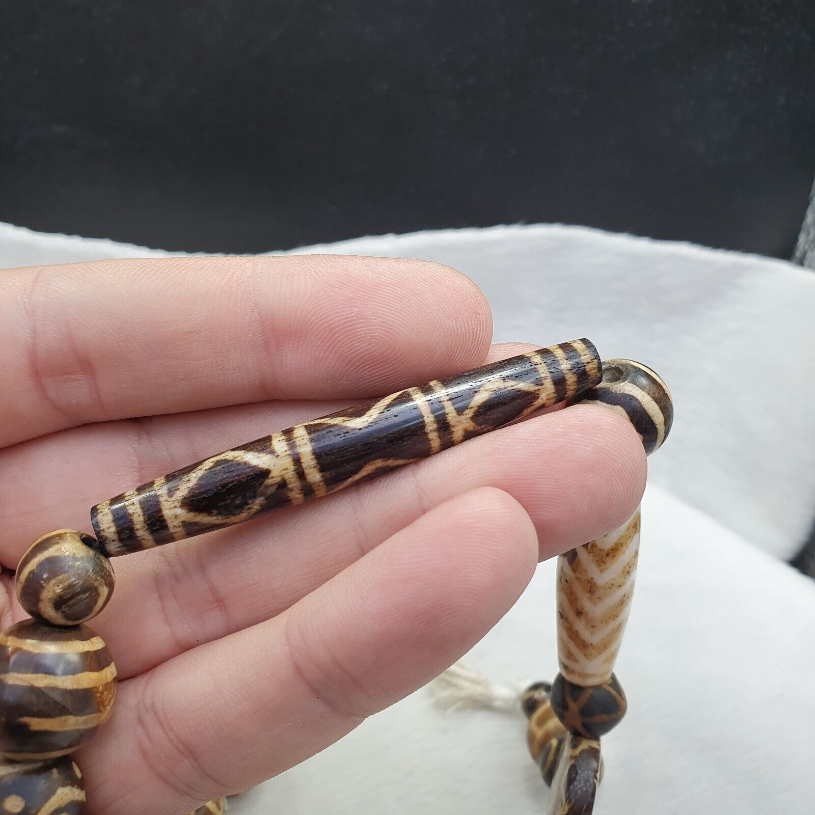 South Asian Burmese Old Pumtek Pyu beads Long necklace rare patterns