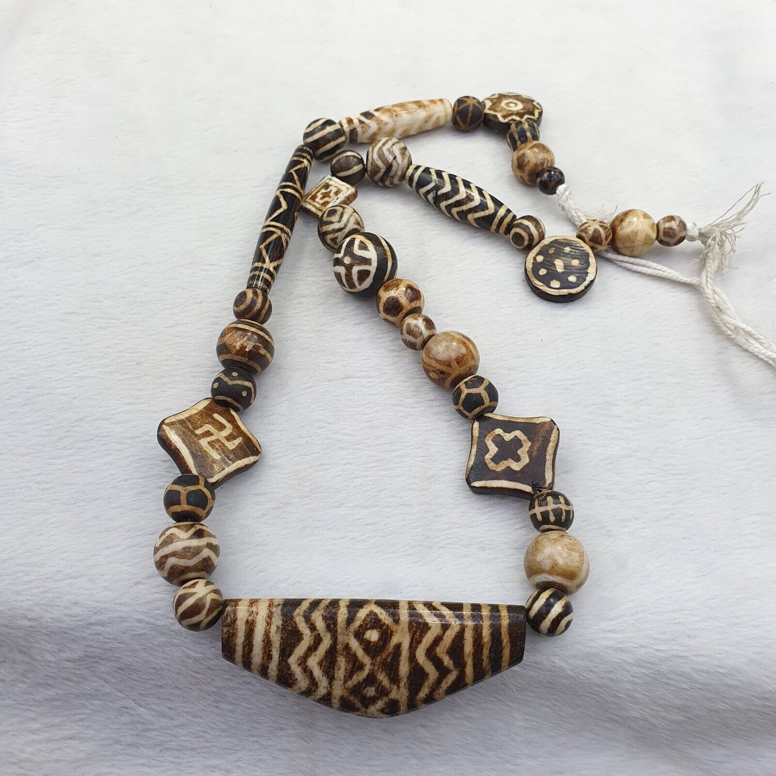 South Asian Burmese Old Pumtek Pyu beads Long necklace rare patterns