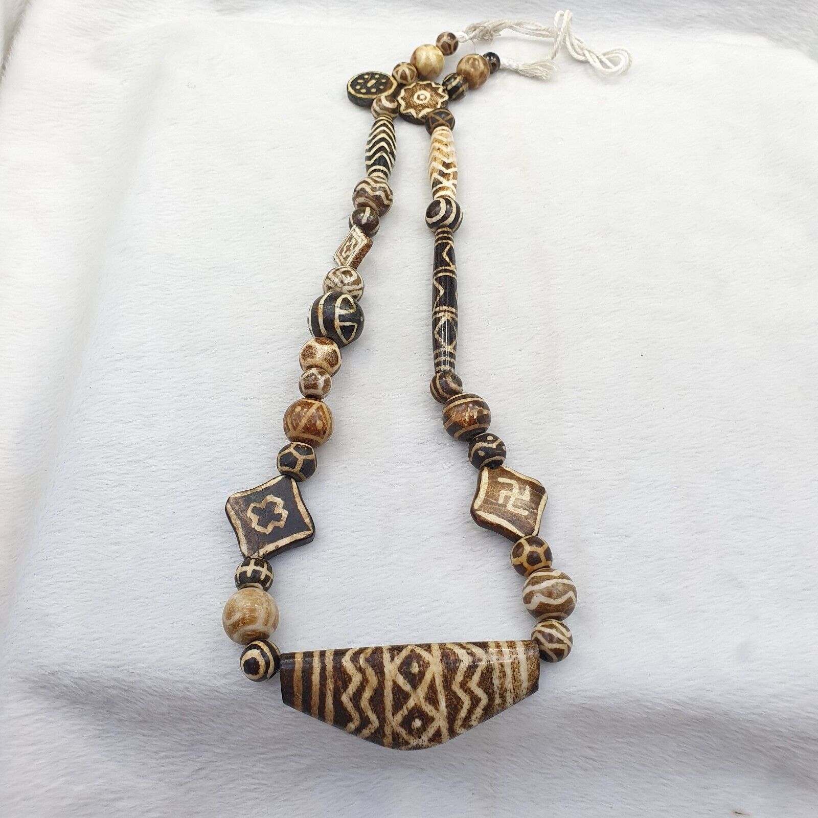 South Asian Burmese Old Pumtek Pyu beads Long necklace rare patterns