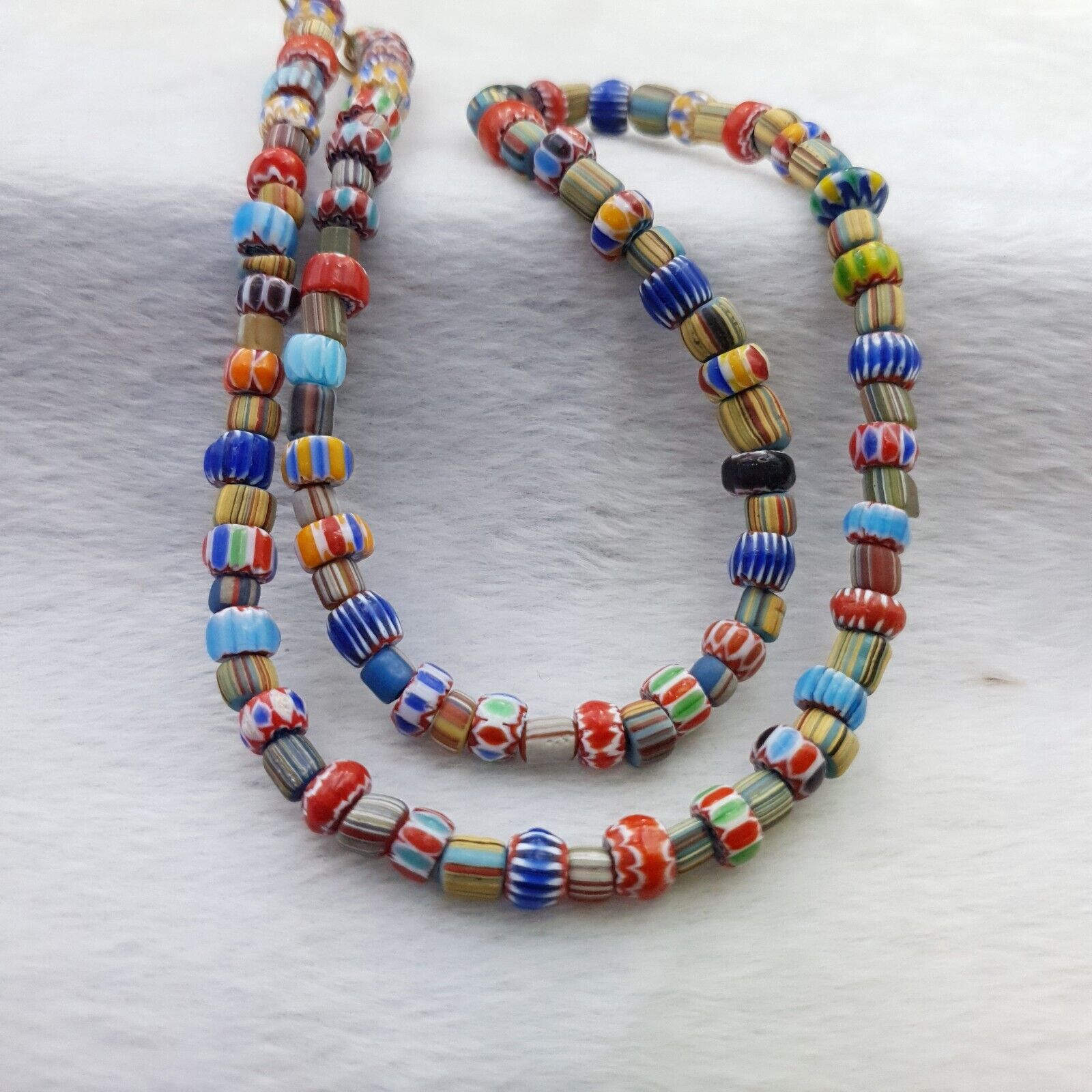 Vintage Chevron Venetian Style Multilayers Glass Beads Necklace NC-810