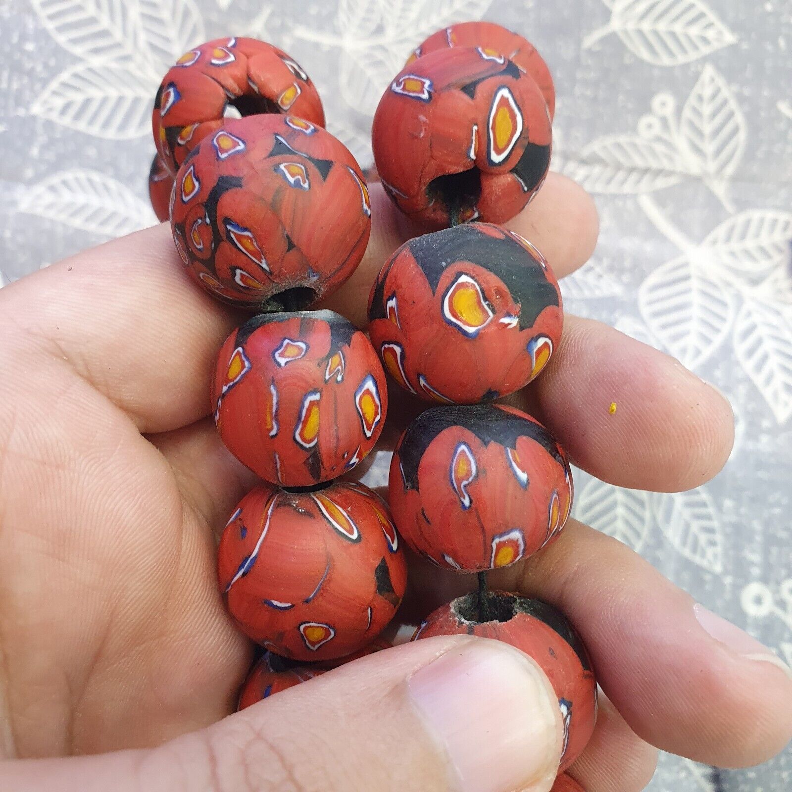 Art Deco Vene Beautiful Murano Moretti Millefiori Mosaic Glass Beads