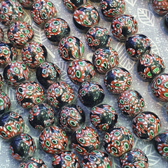 Vintage Vene Beads Unique Pattern Glass Beaded Strand Necklace 18-19mm