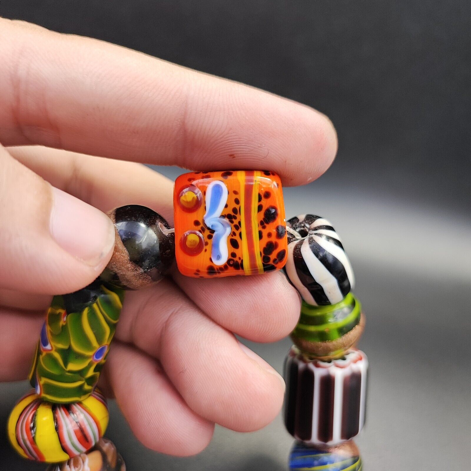Vintage chevron African Glass beads Bracelet