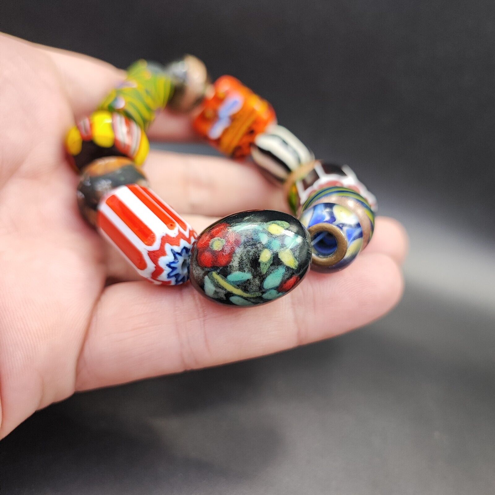 Vintage chevron African Glass beads Bracelet