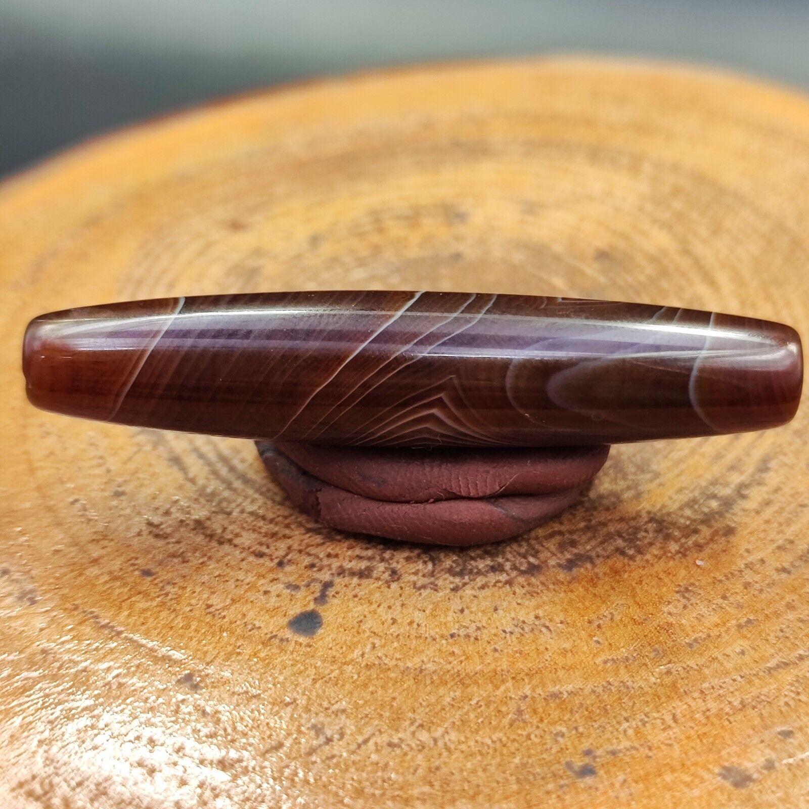 Vintage Old Yemeni Agate Natural Eye Rare pattern Banded Agate Bead  YM-4