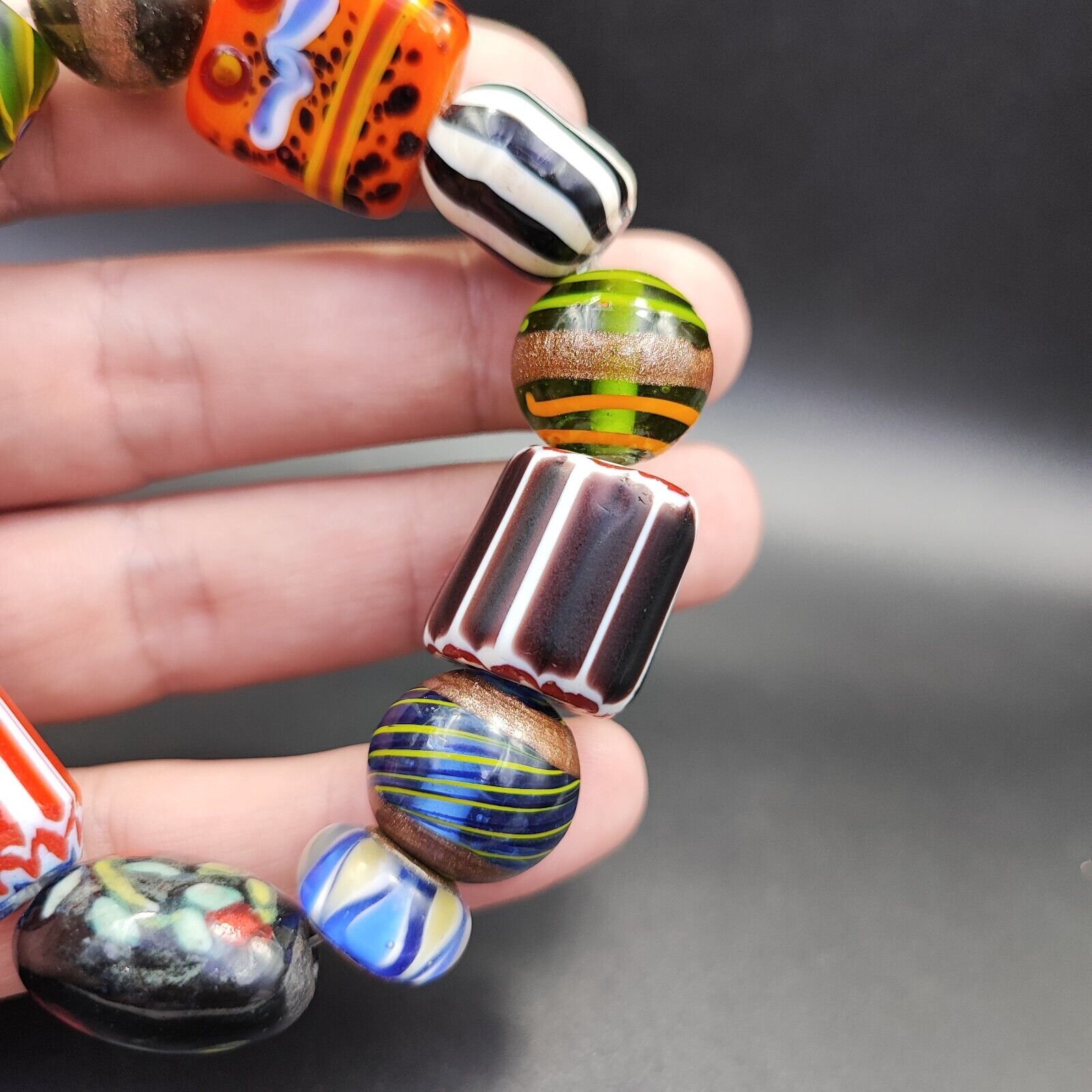 Vintage chevron African Glass beads Bracelet