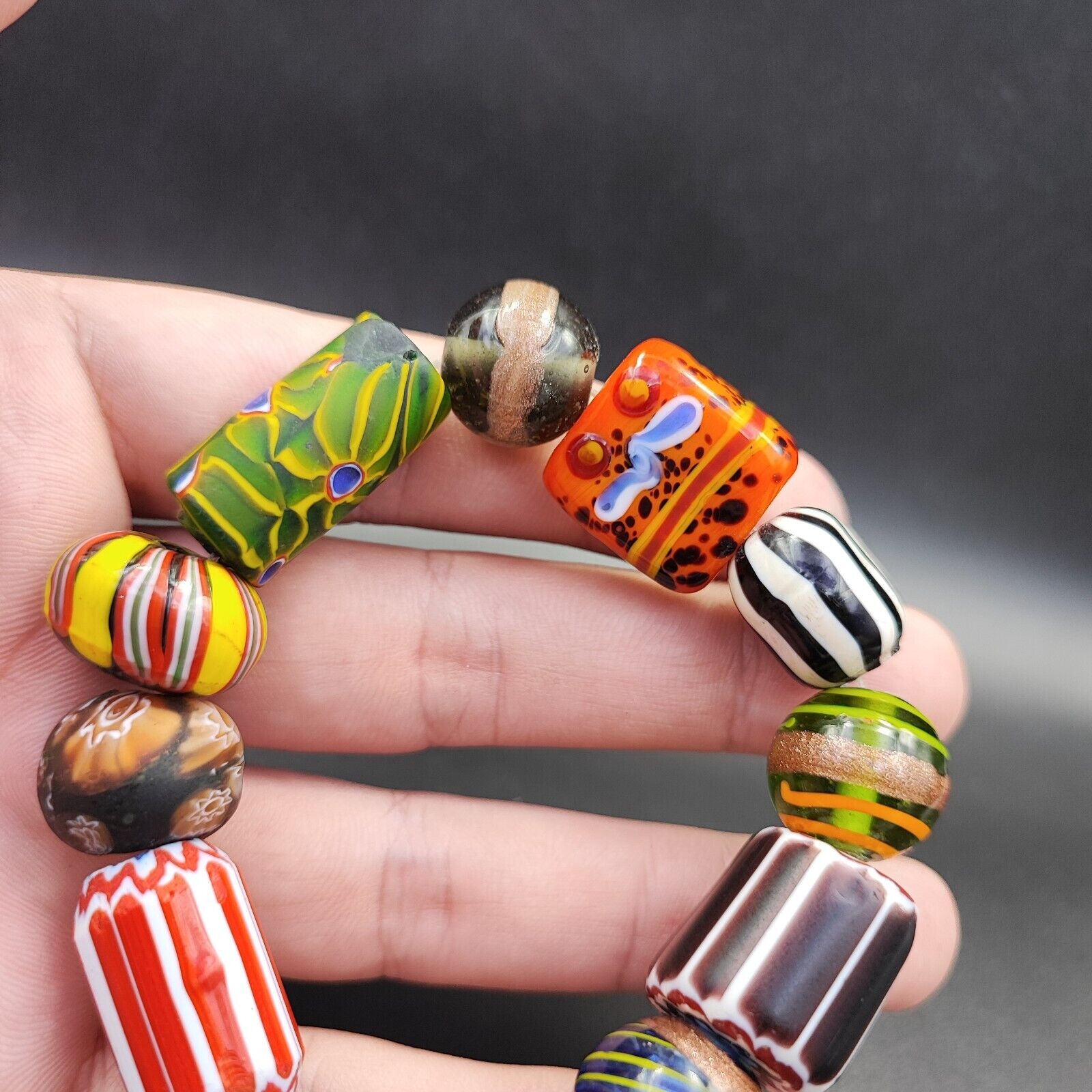 Vintage chevron African Glass beads Bracelet