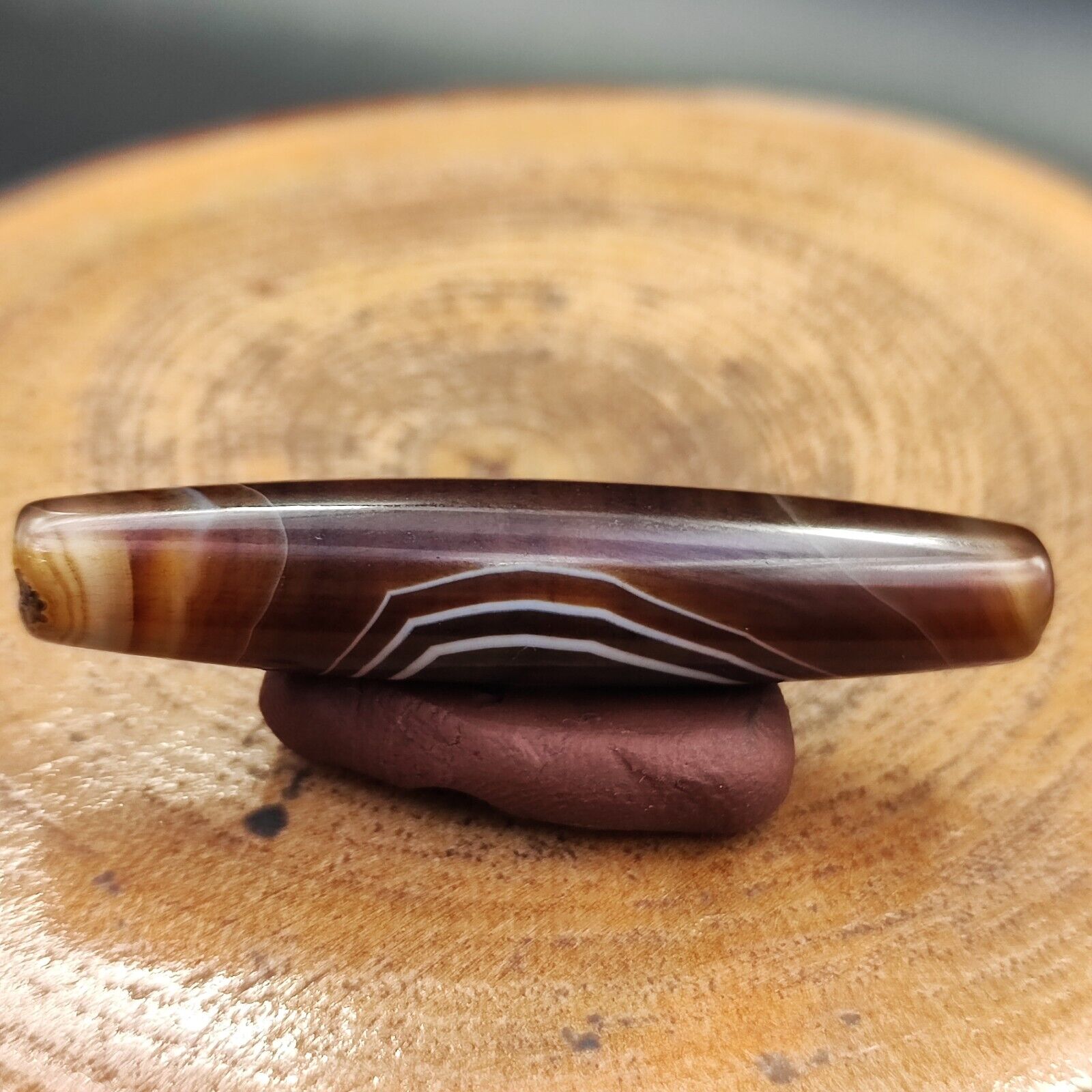 Vintage Old Yemeni Agate Natural Rare pattern Banded Agate Bead  YM-5