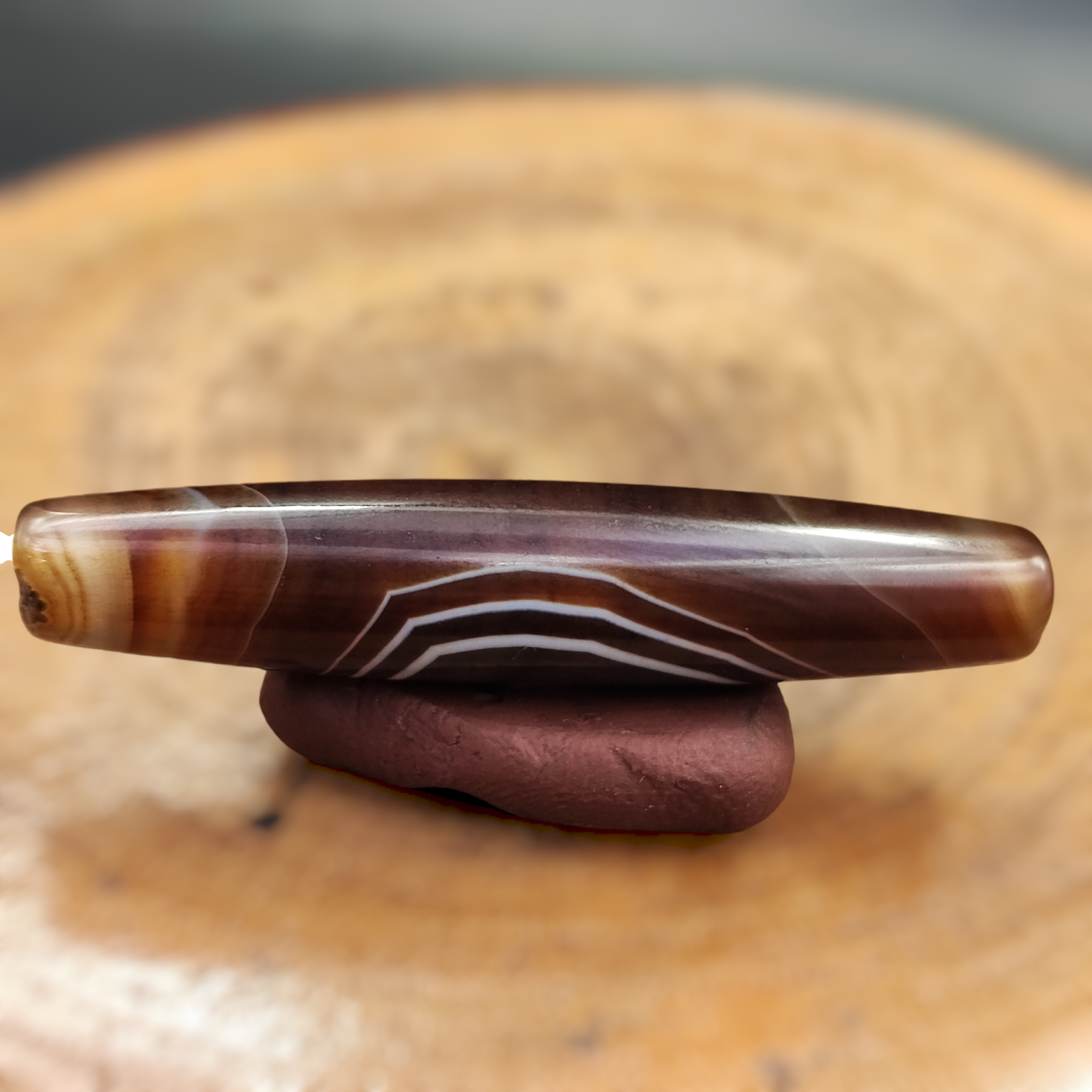 Vintage Old Yemeni Agate Natural Rare pattern Banded Agate Bead  YM-5