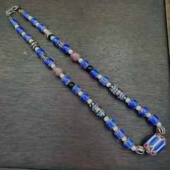 The Timeless Elegance of Venetian Style Blue Chevron Beads Necklace BCN-1