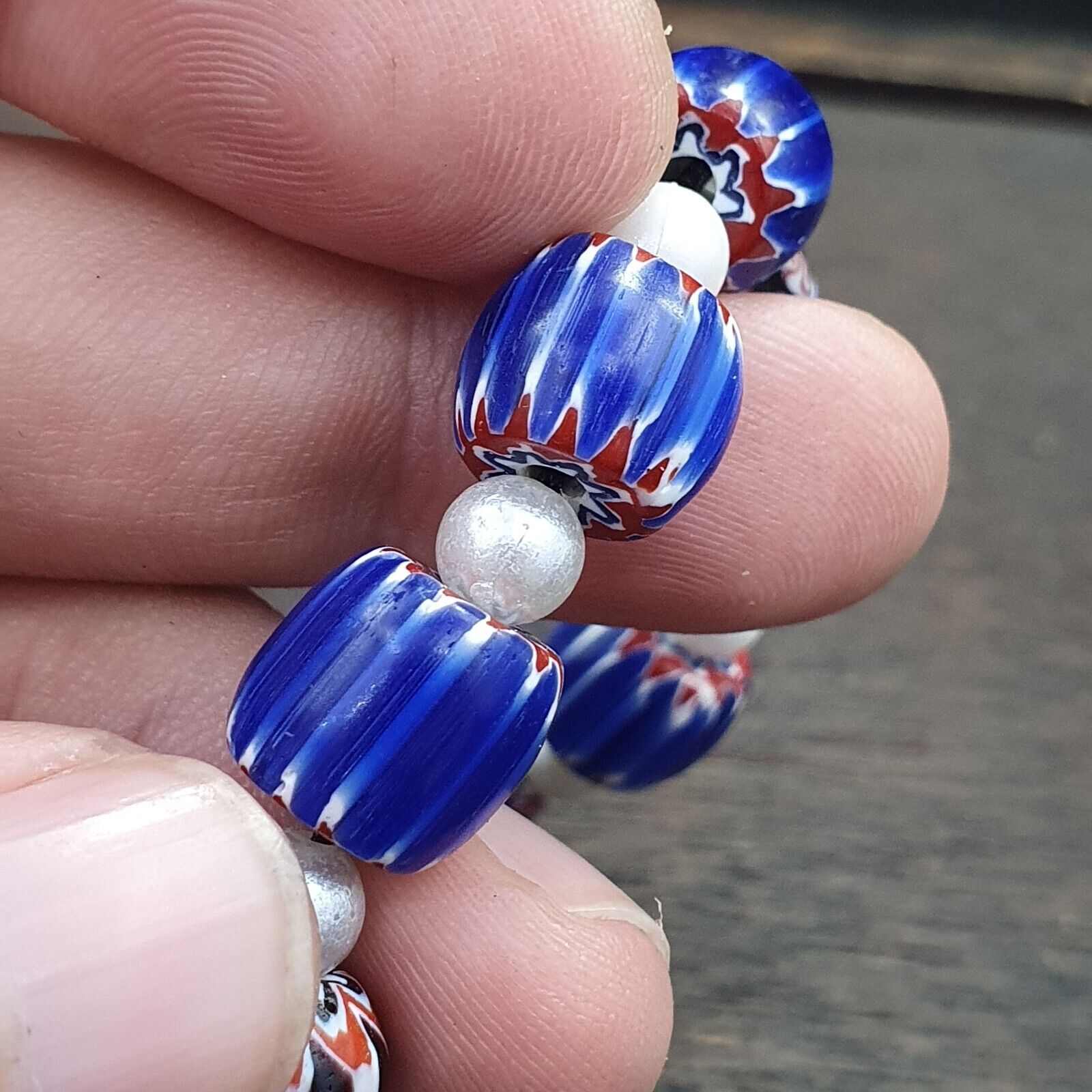 The Timeless Elegance of Venetian Style Blue Chevron Beads Necklace BCN-1