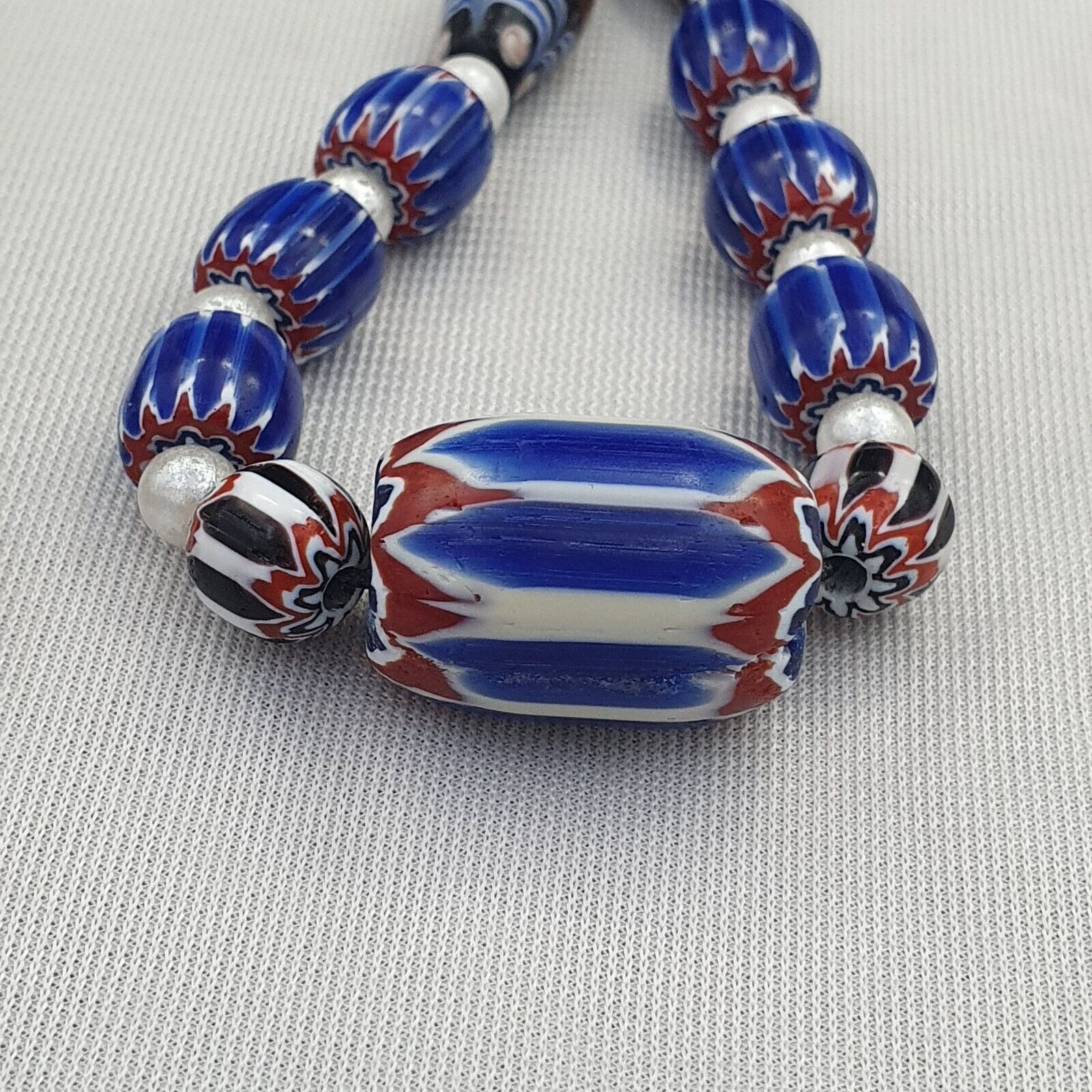 The Timeless Elegance of Venetian Style Blue Chevron Beads Necklace BCN-1